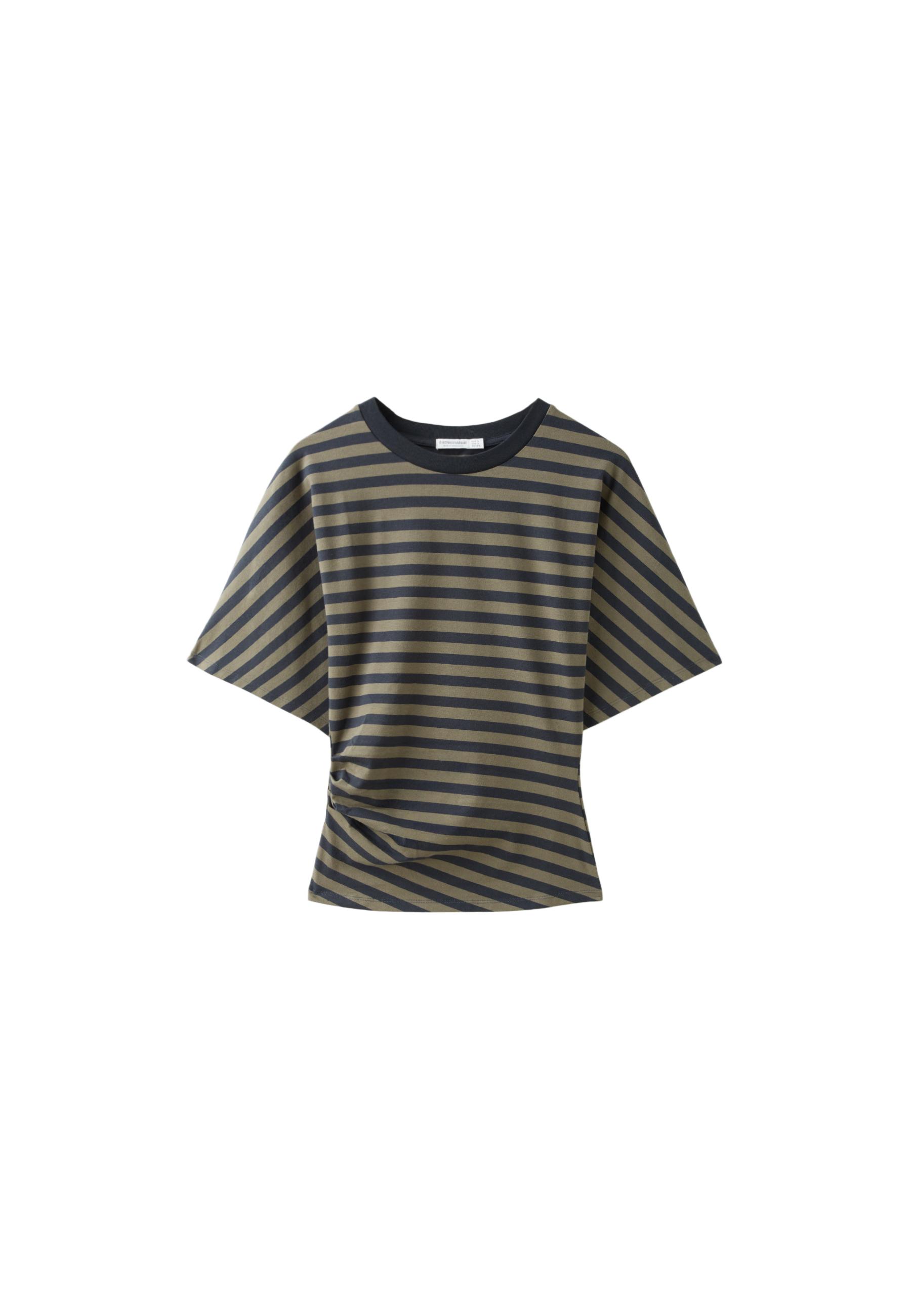 B08 Striped Japanese short sleeve T-shirt — Khaki