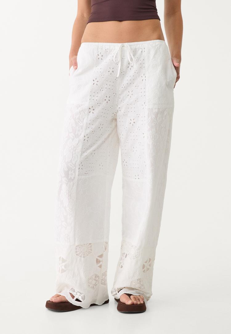 pantalon brode patchwork