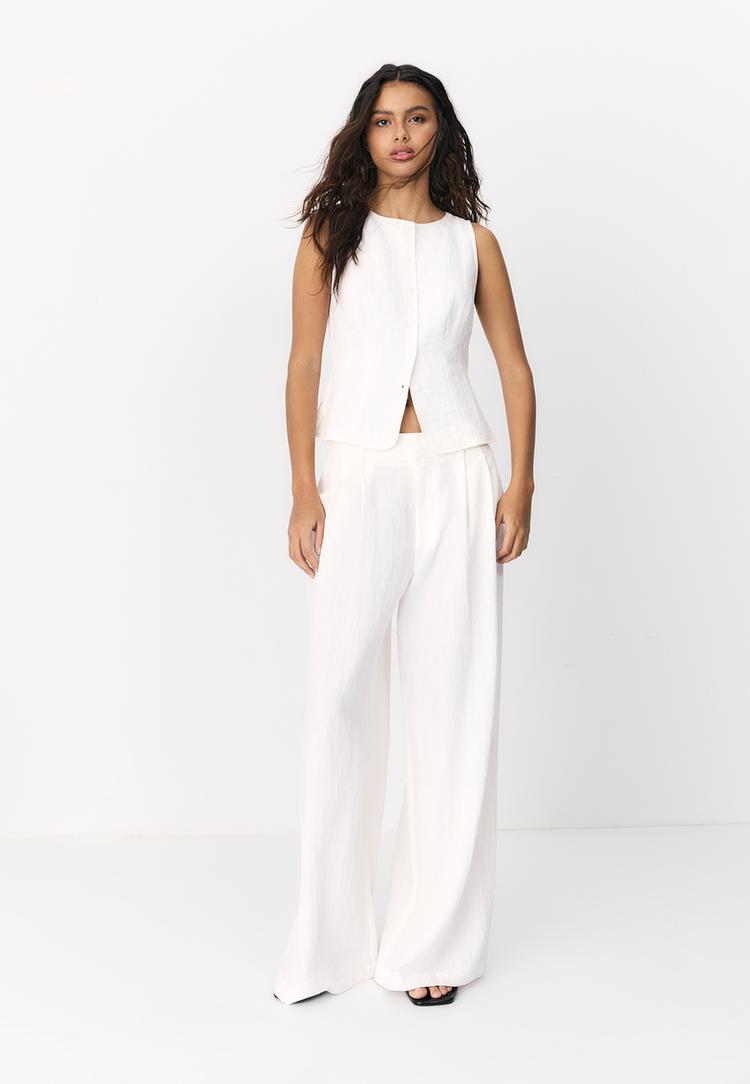 Verstellbare Wide-Leg-Hose Ecru 44