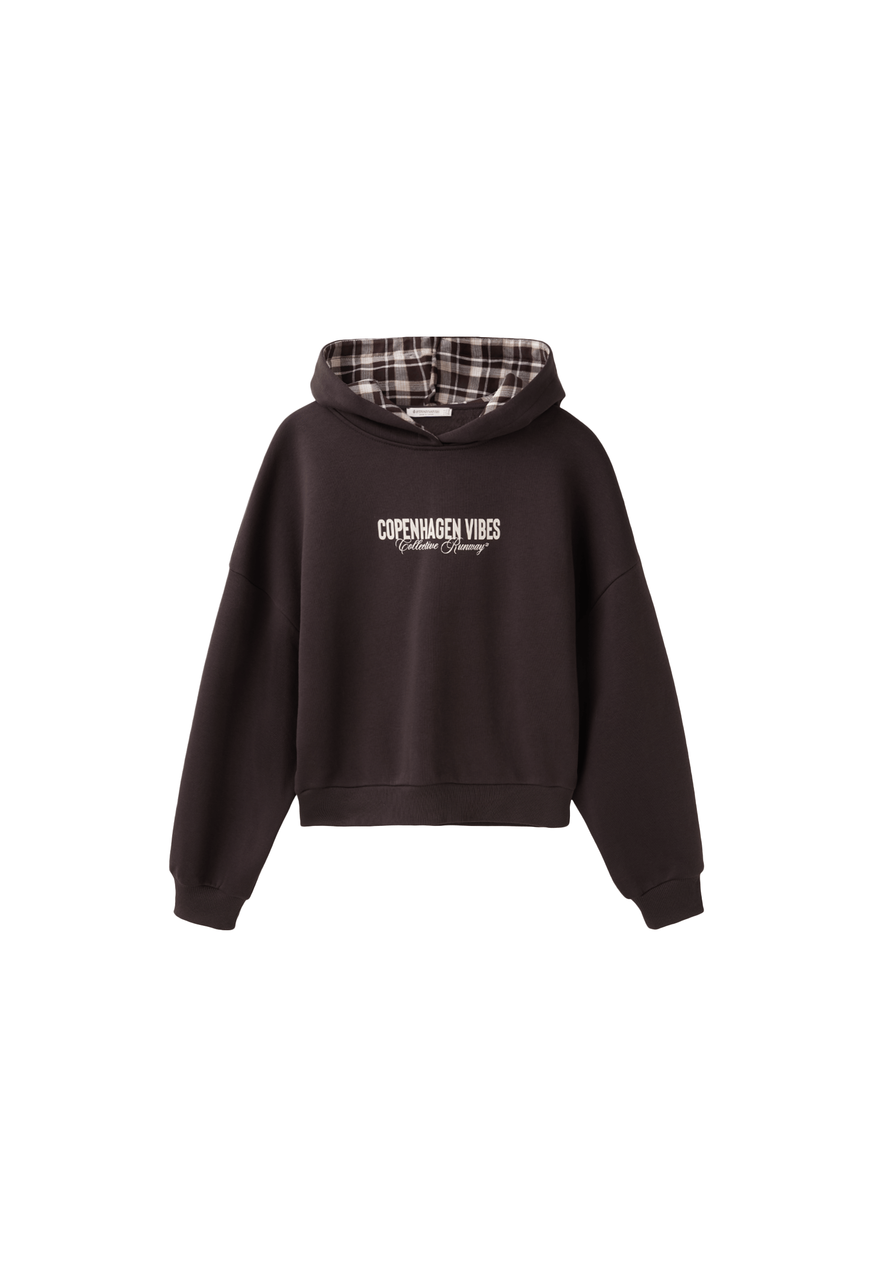 Stradivarius Ekose detaylı kapüşonlu sweatshirt görsel 4