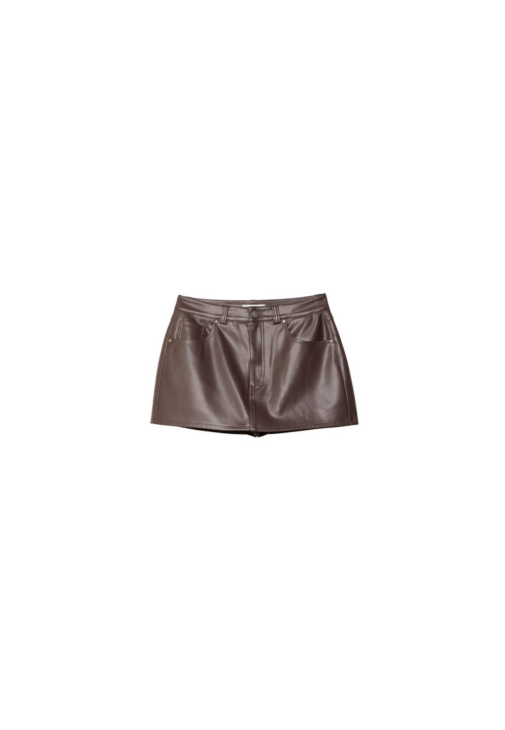D62 Falda pantalón mini efecto piel