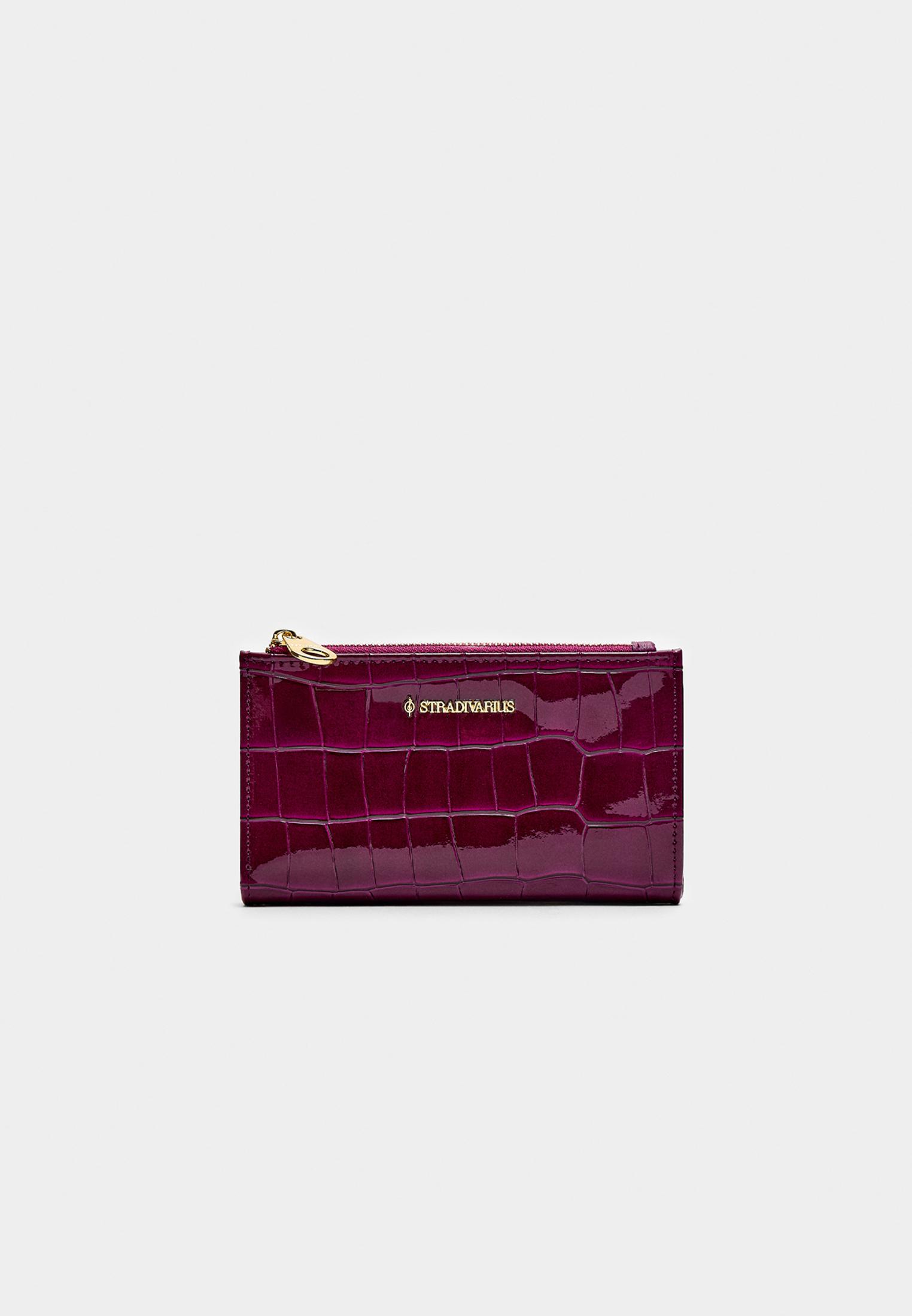 Stradivarius Basic timsah deseni görünümlü cüzdan görsel 7