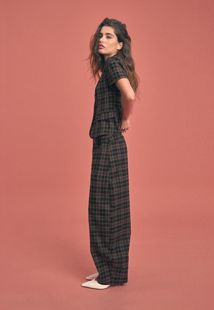 pantalon barrel vestir cuadros