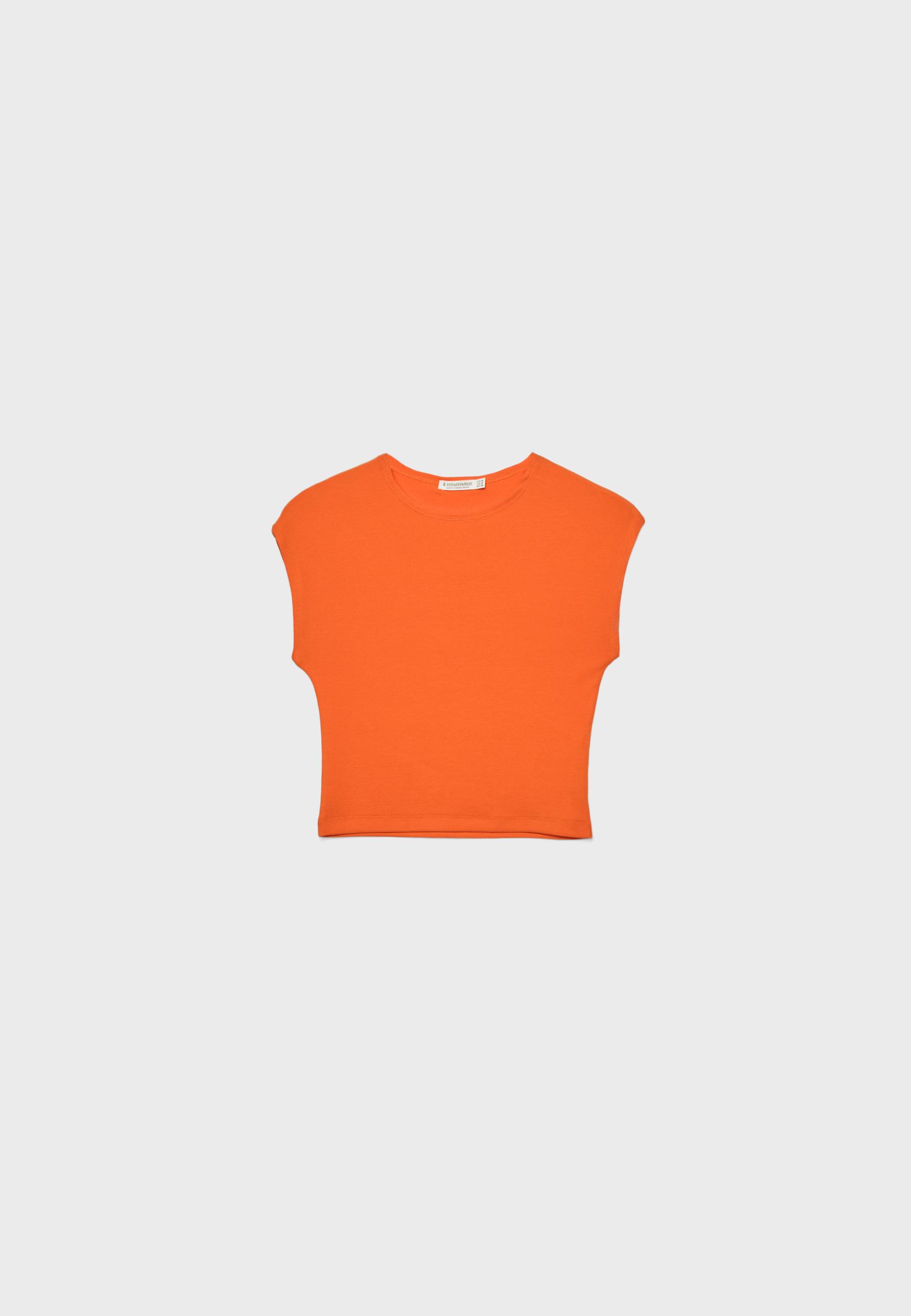 Cap sleeve cropped T-shirt — Orange