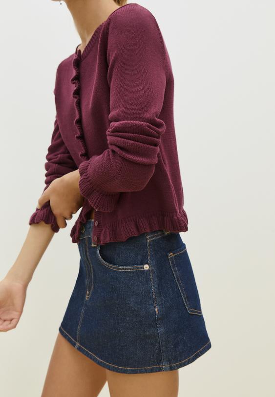 knit cardigan with buttons and ruffles