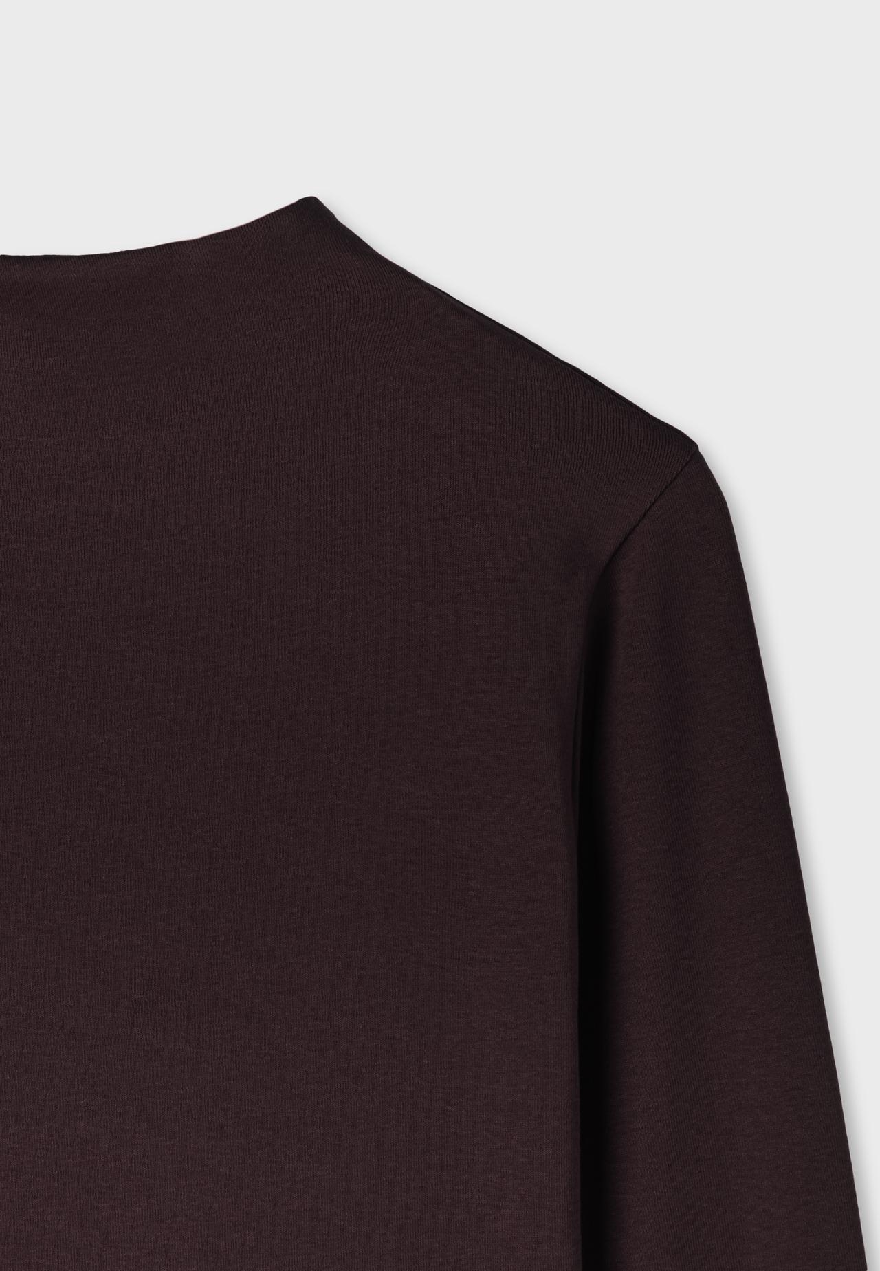 Basic funnel neck T-shirt — Brown