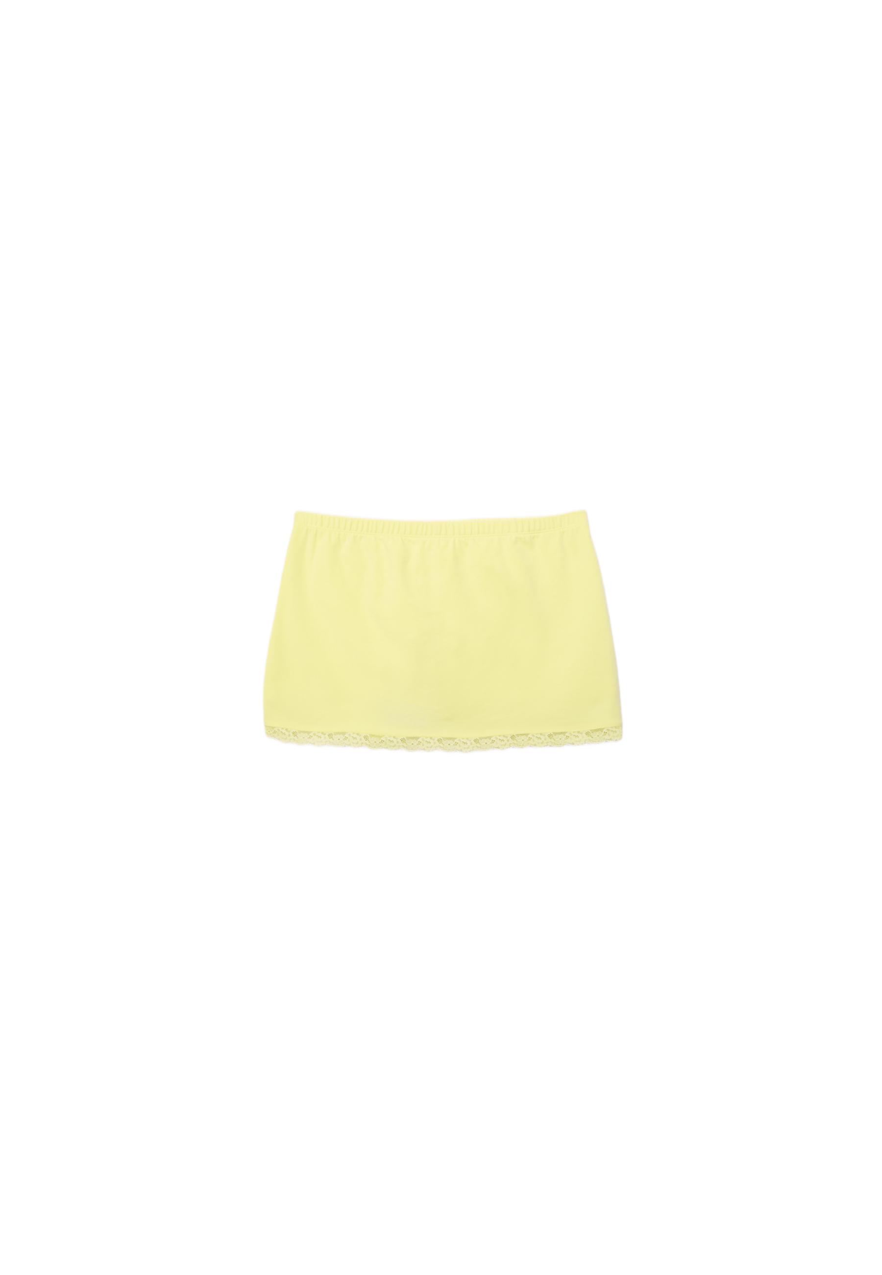 Lace trim mini skort — Pastel yellow