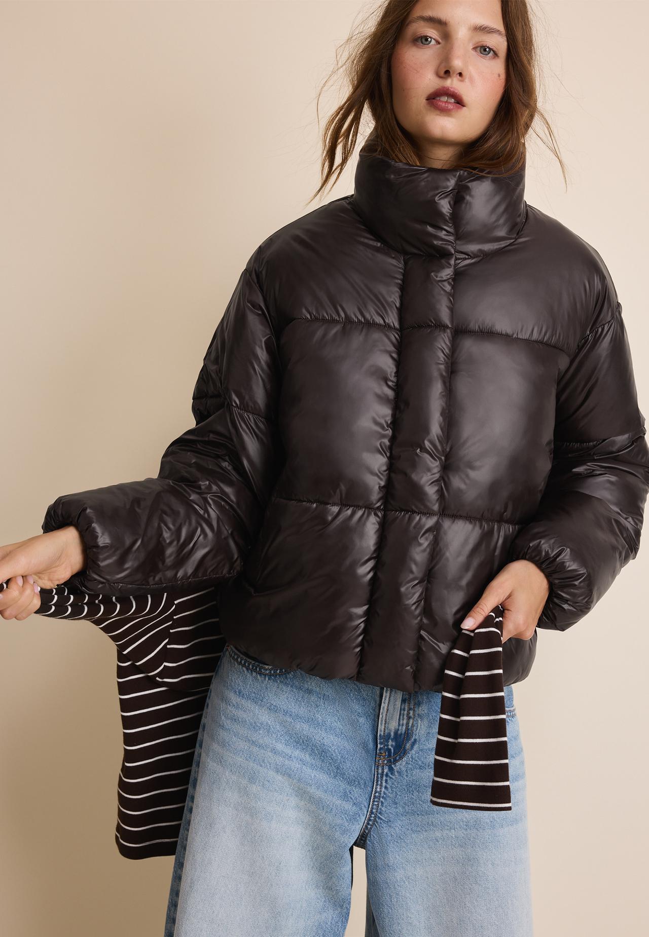 Shiny padded jacket — Brown