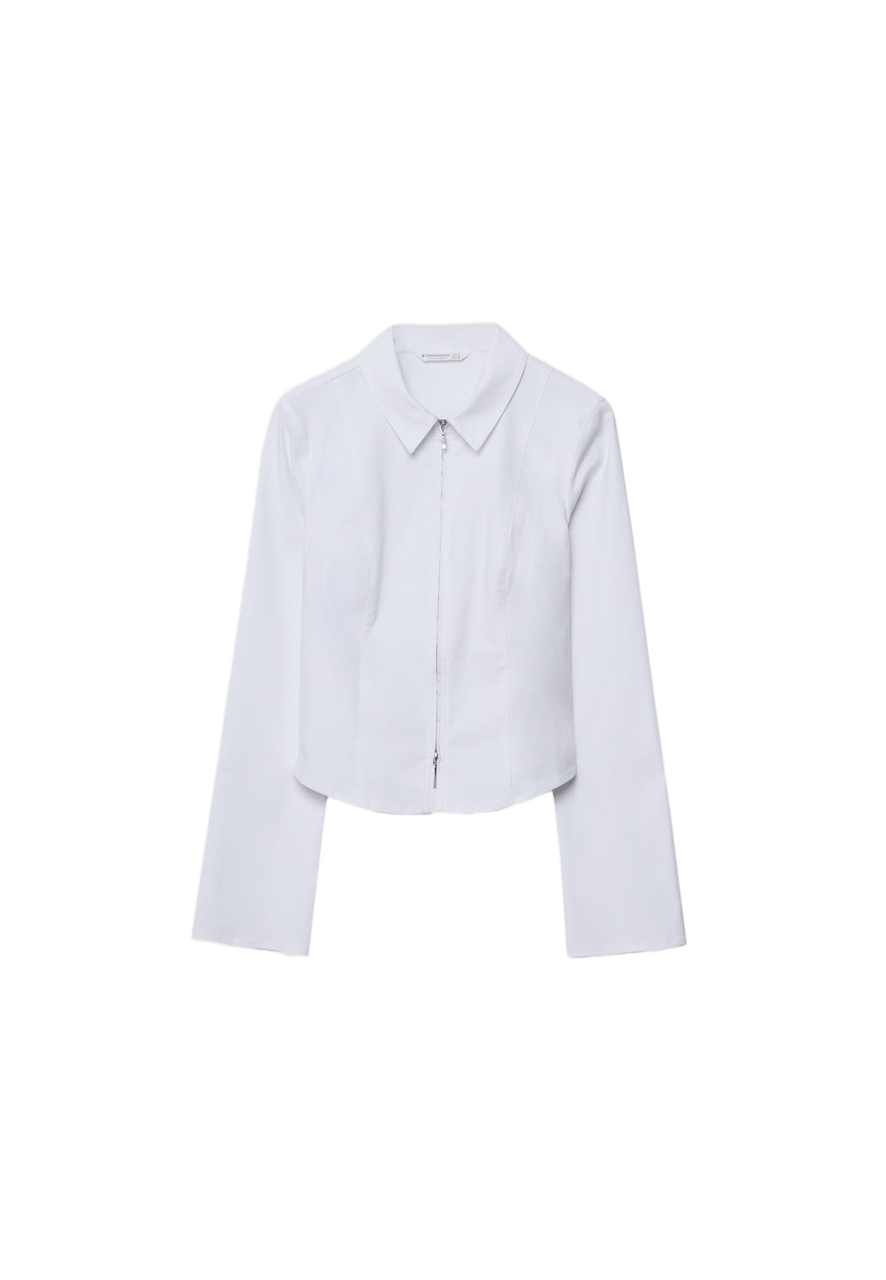 Fitted double zip bengaline shirt — White