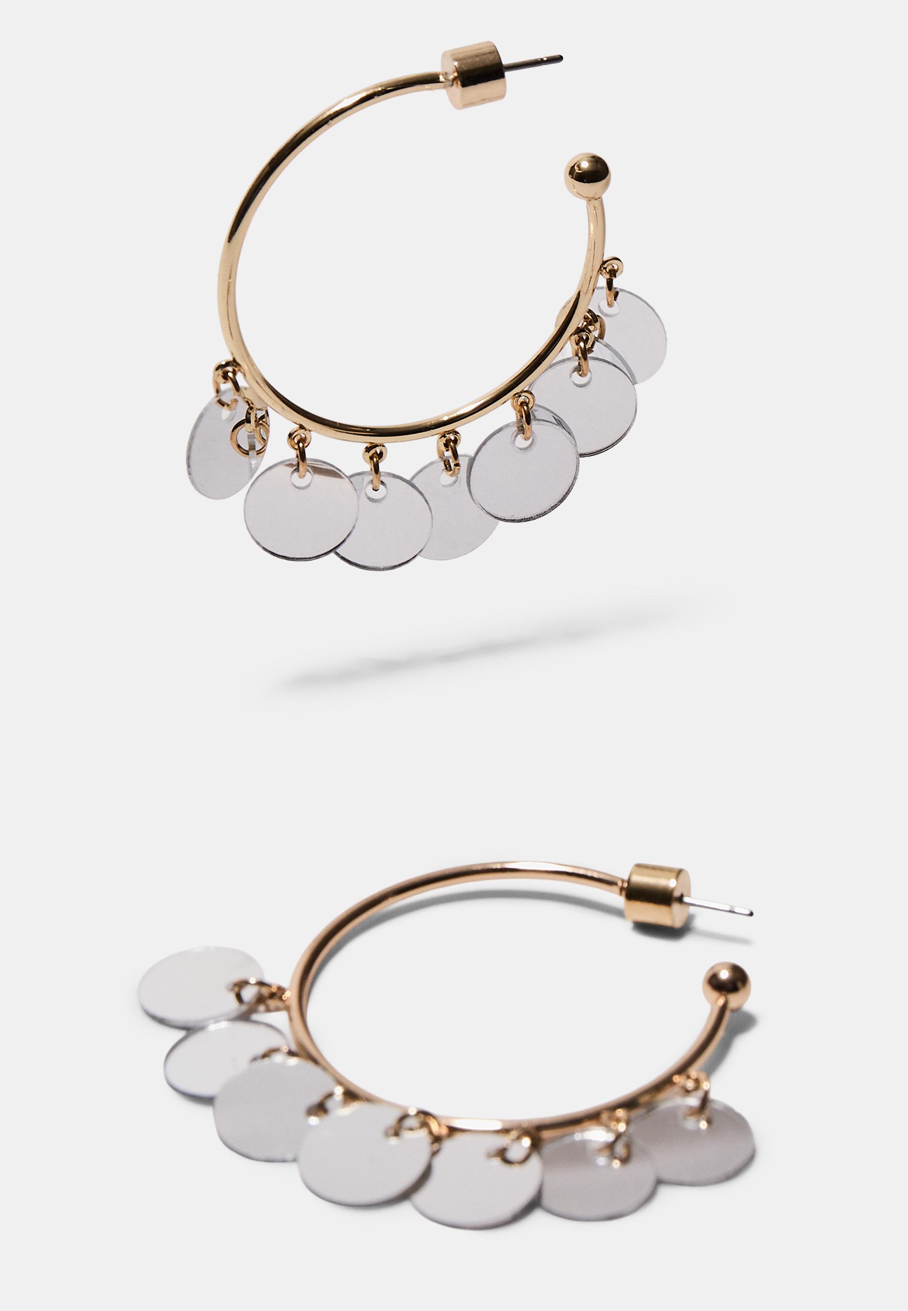 Mirror effect hoop earrings — Gold