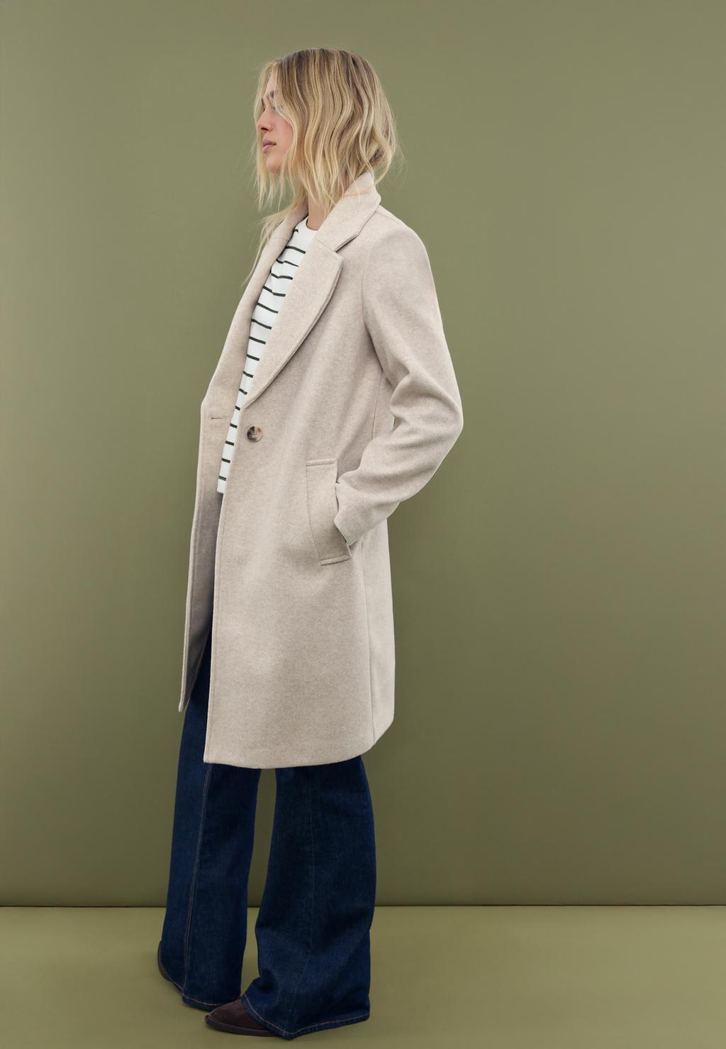 Soft-touch button-up midi coat