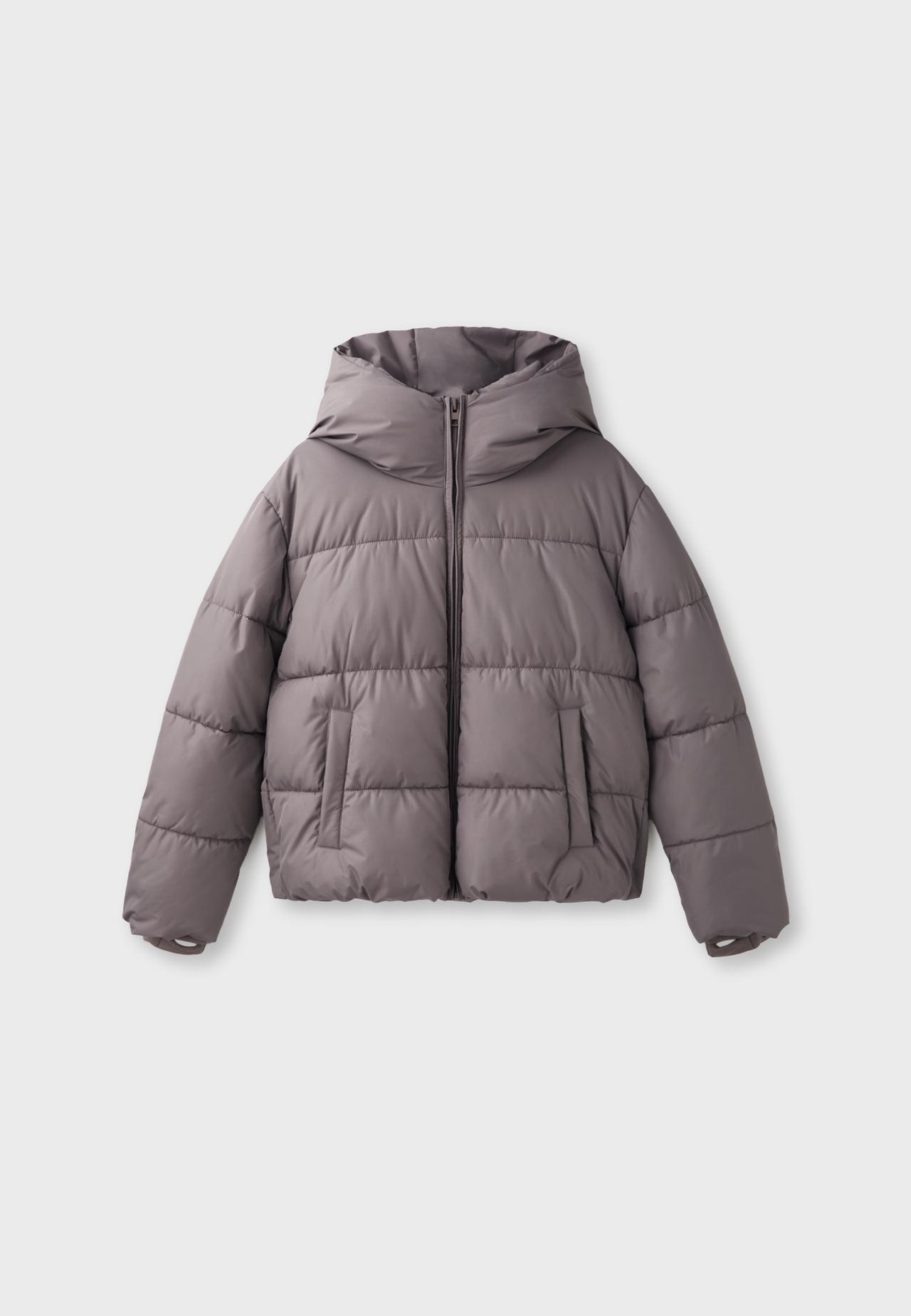 Basic hooded padded jacket — Dark grey