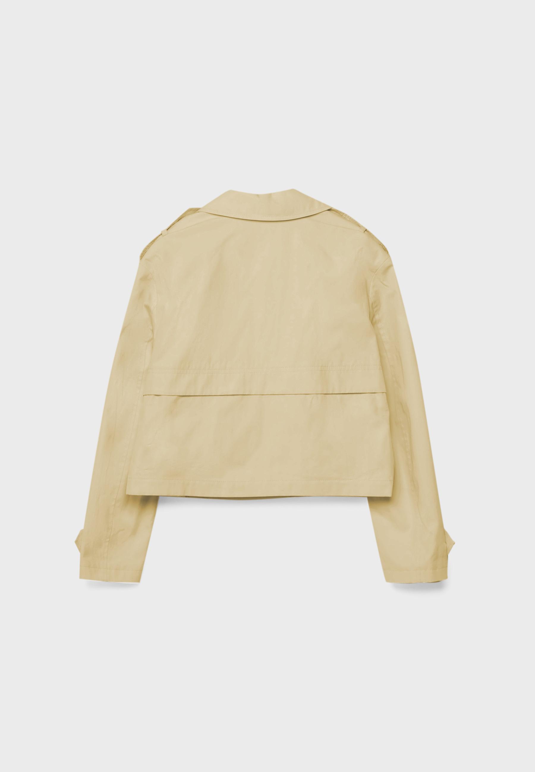 Short double-breasted trench coat — Stone