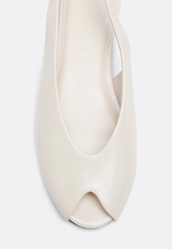Stradivarius Flat Backless Peep Toe Ballet Flats Ecru 6
