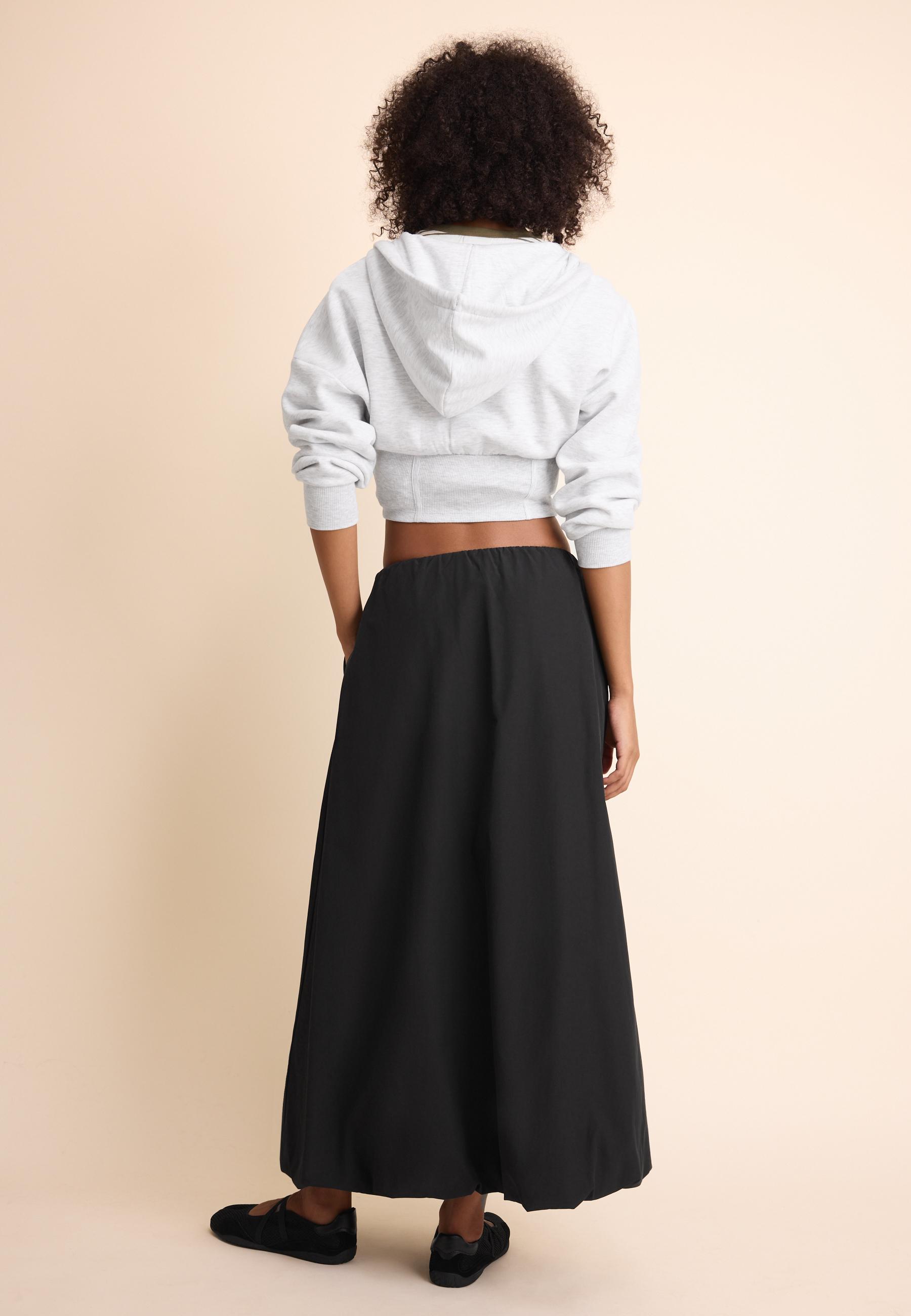 Poplin balloon maxi skirt — Black