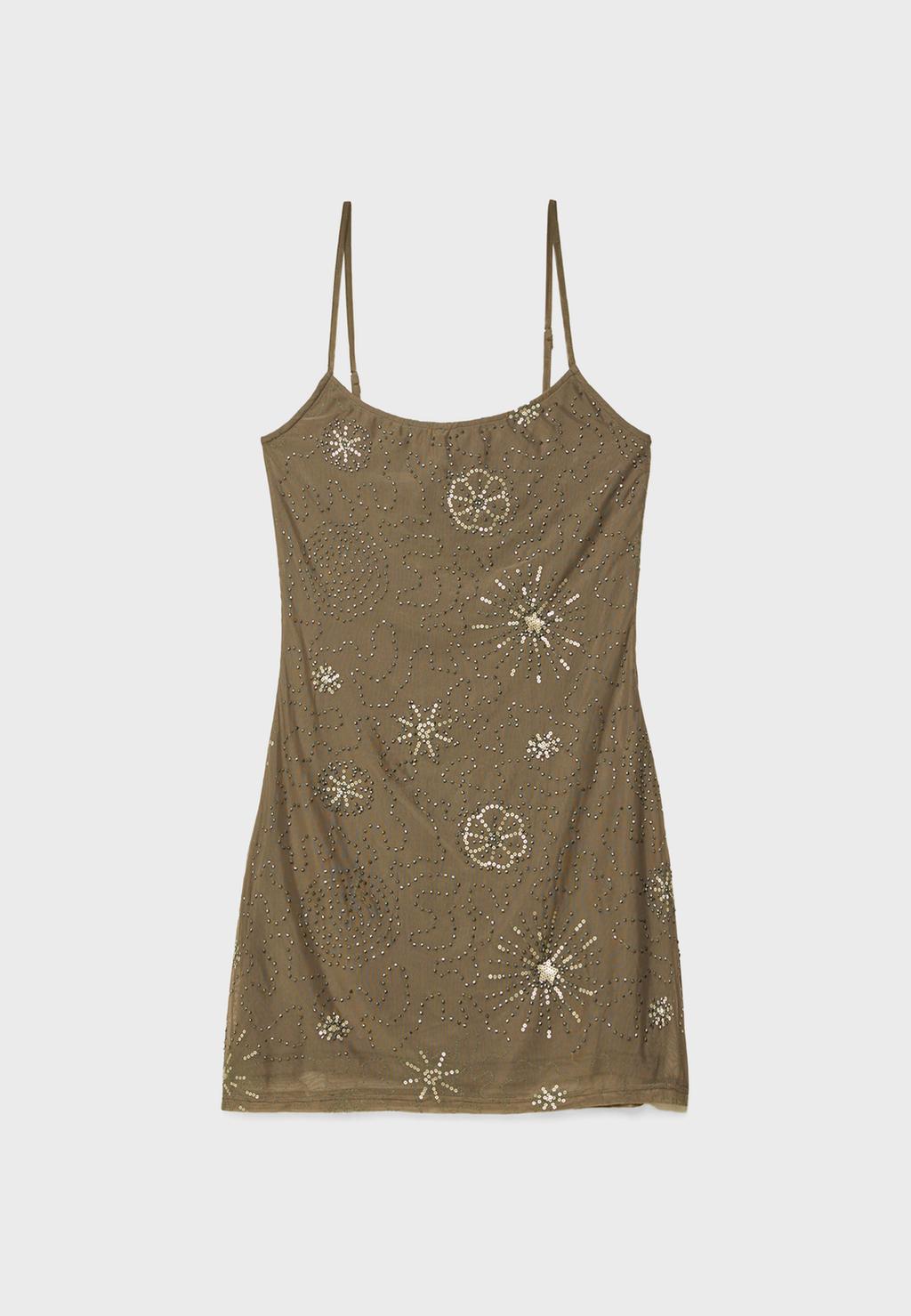 Vestido corto tul brillos