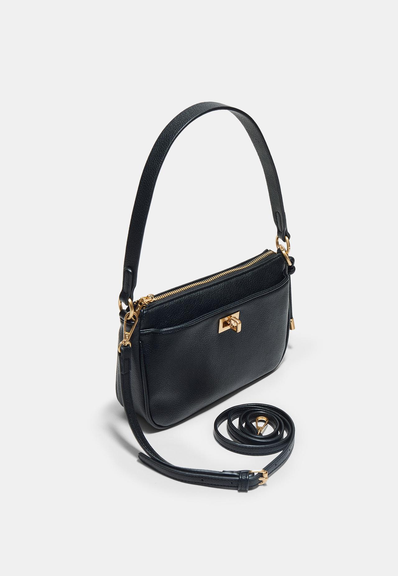 Crossbody shoulder bag with clasp — Black