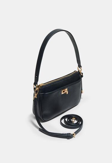 Crossbody shoulder bag with clasp — Black 3