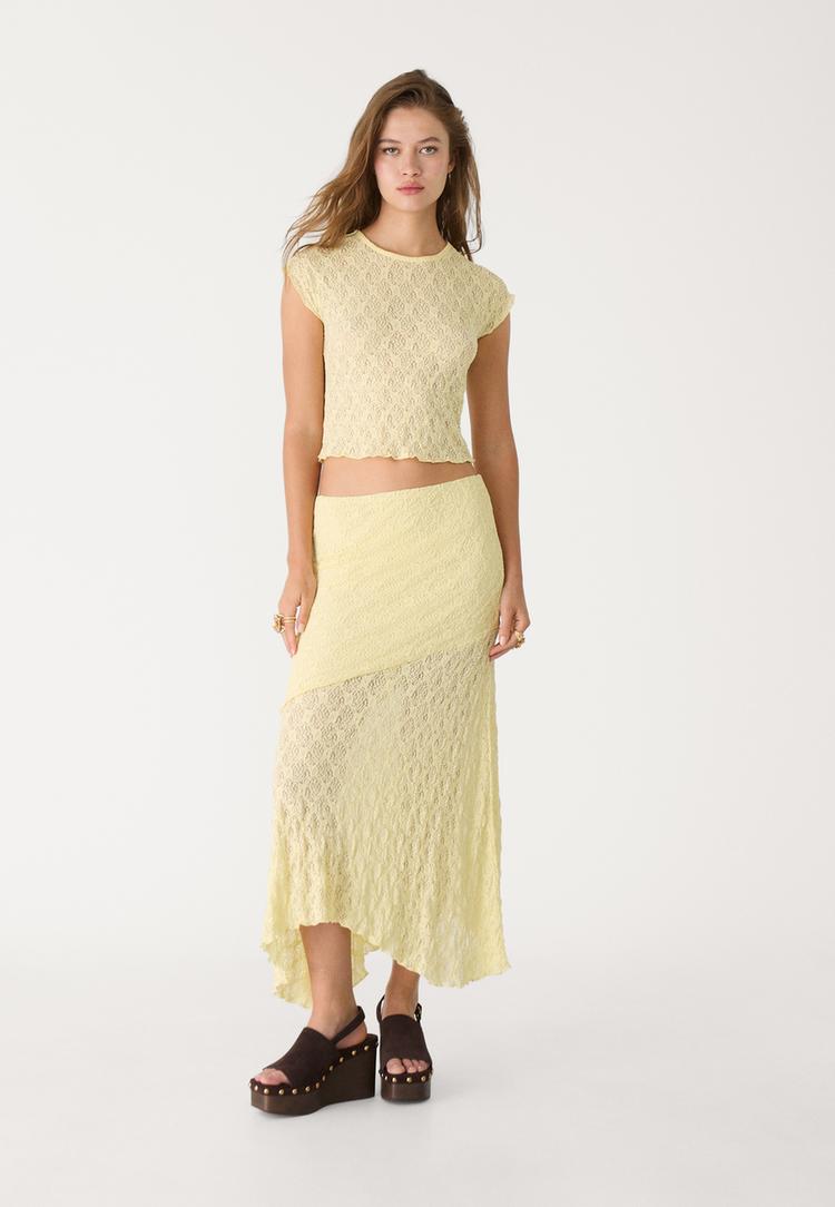 t shirt mini maniche in pizzo