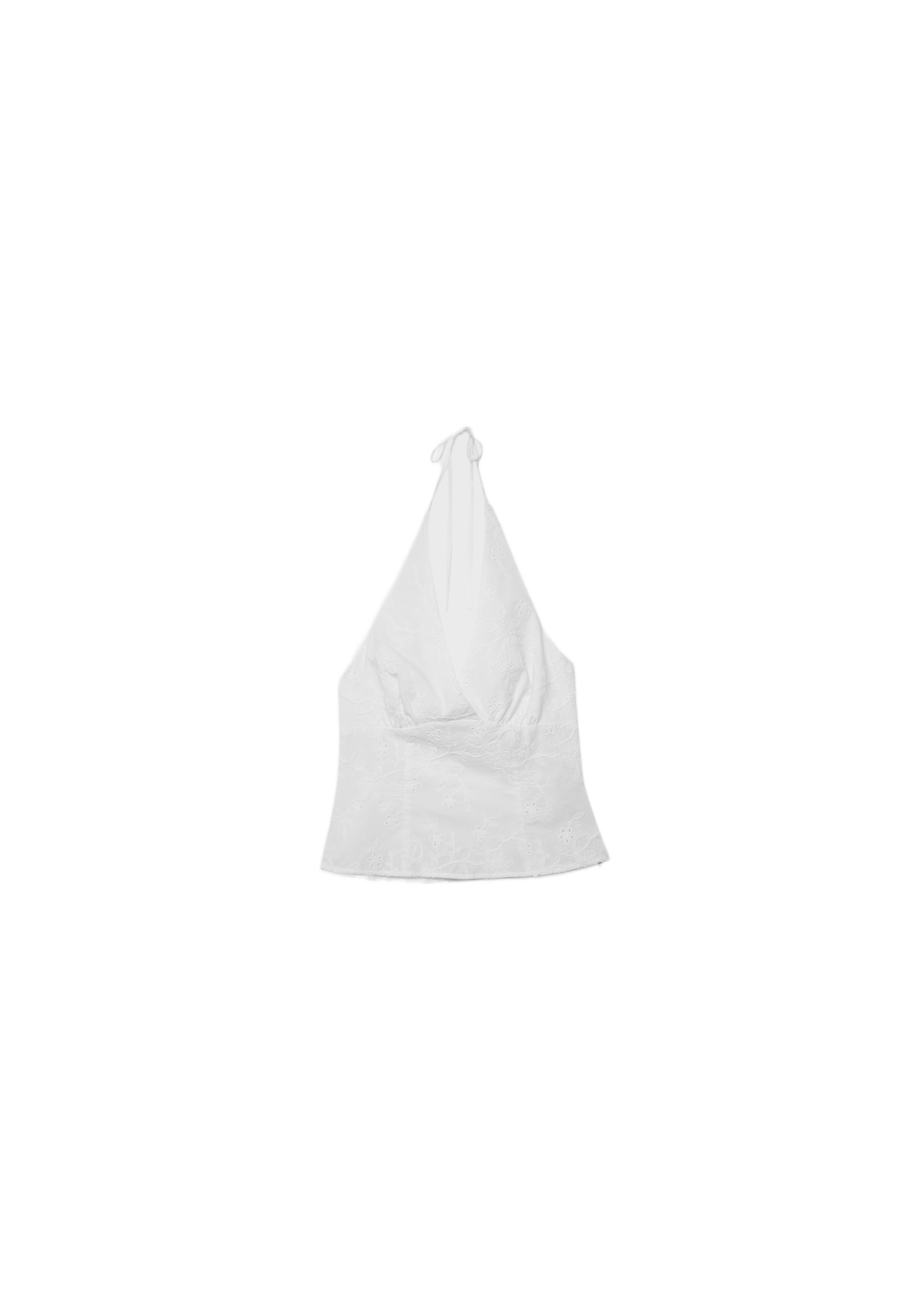 Embroidered halter top — Ecru