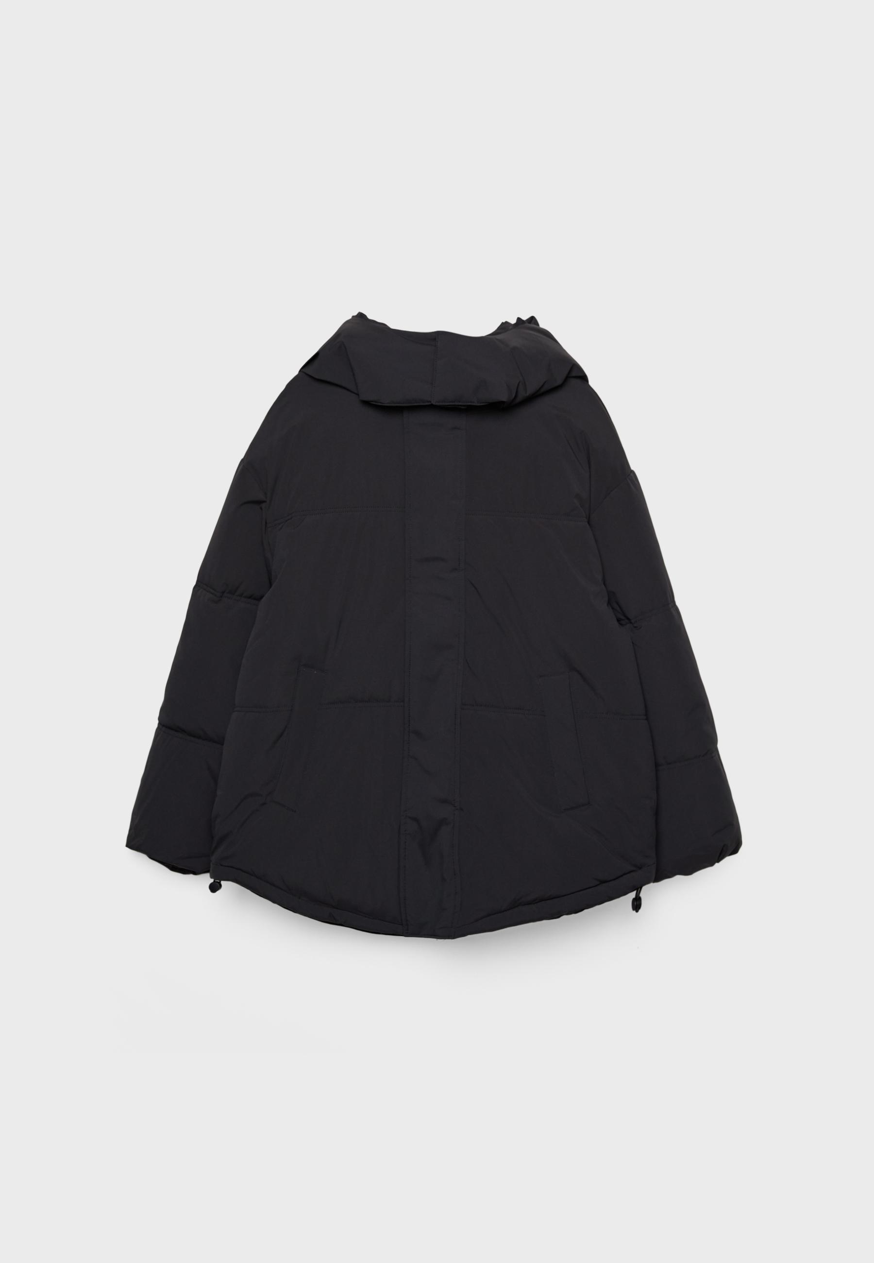 Oversize padded jacket with hood — Black