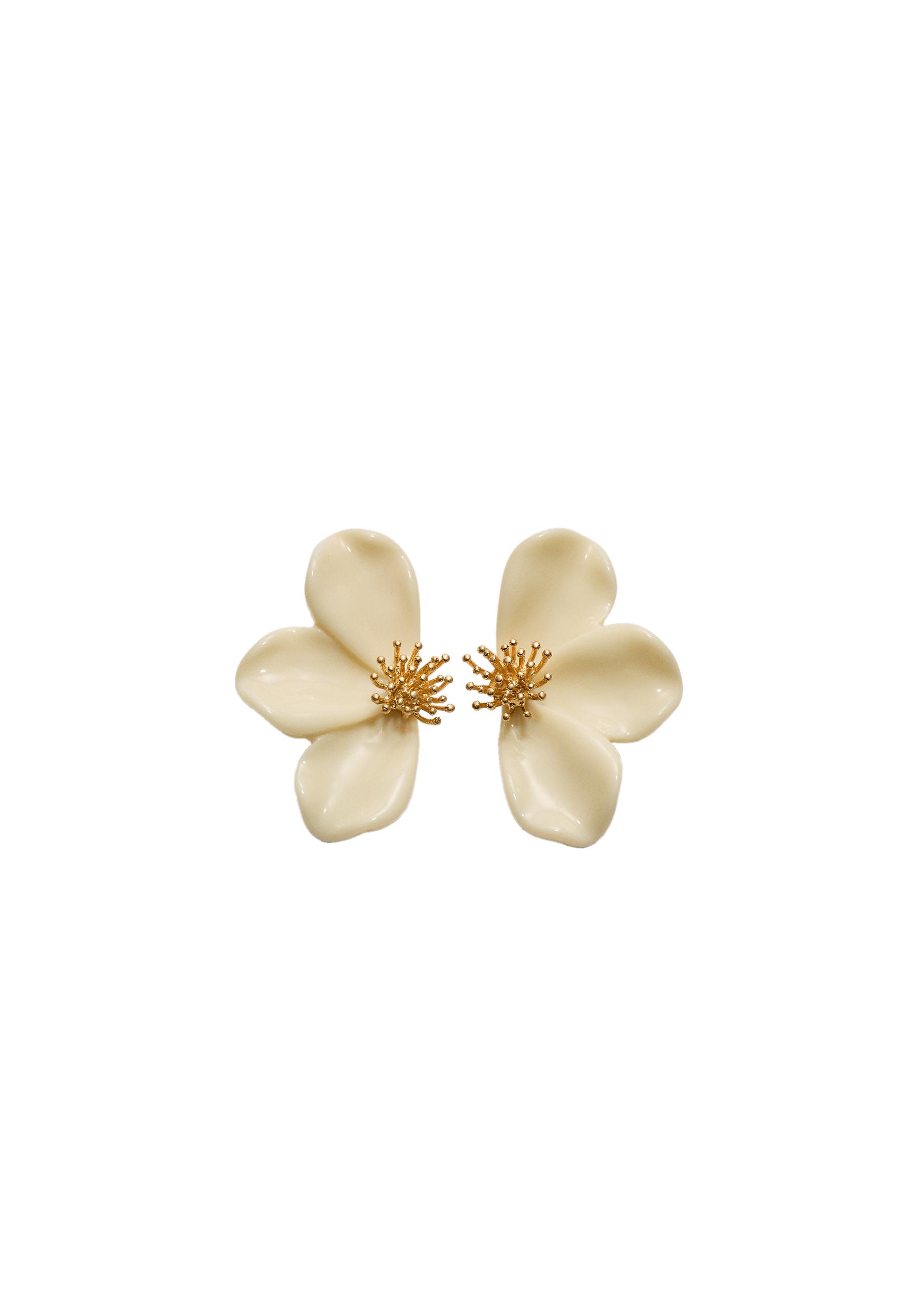 FUA Flower petal 片耳ピアス　ivory color ANTIBES Long Flower Earring – Lionette NY