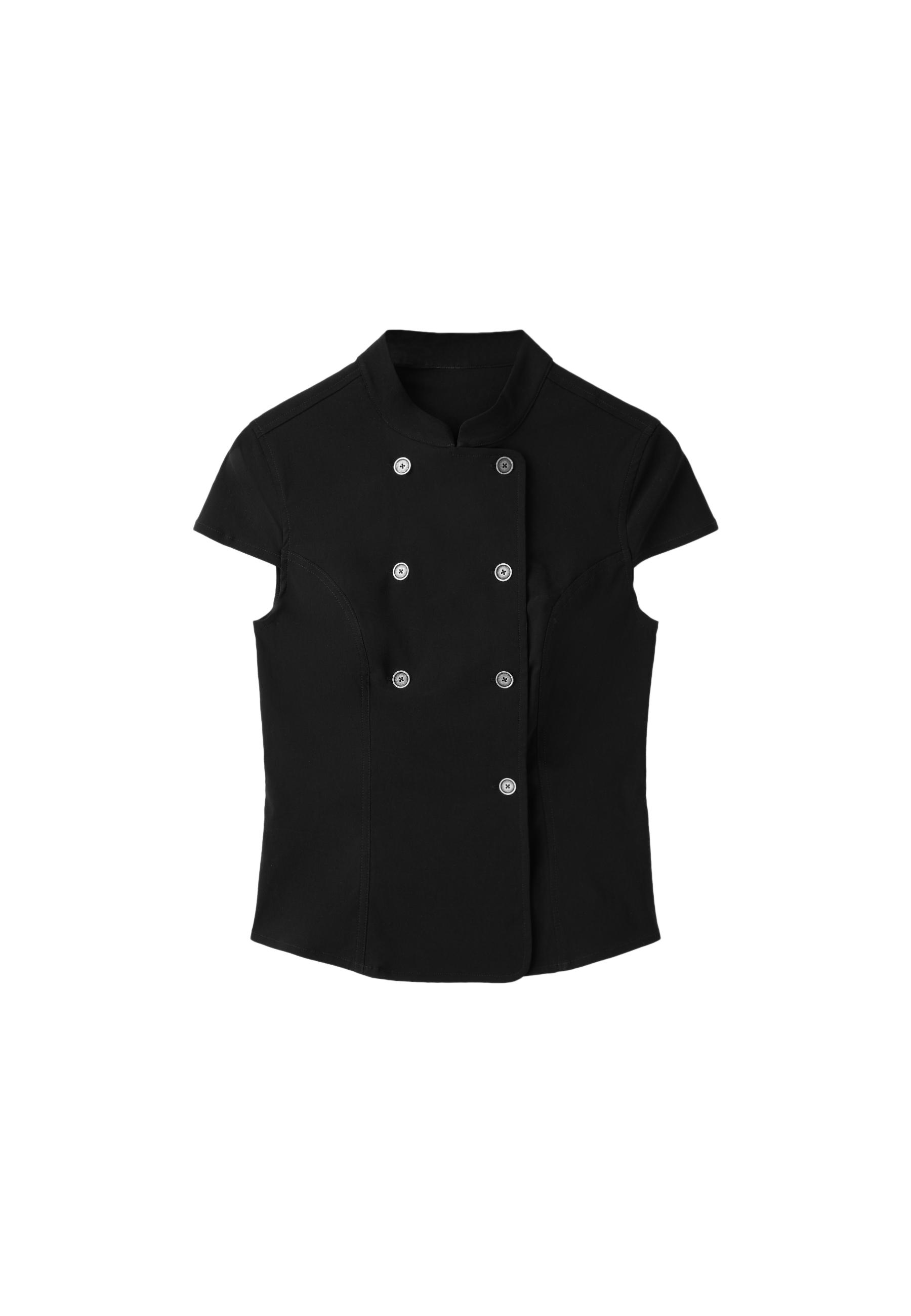 Fitted crossover shirt — Black
