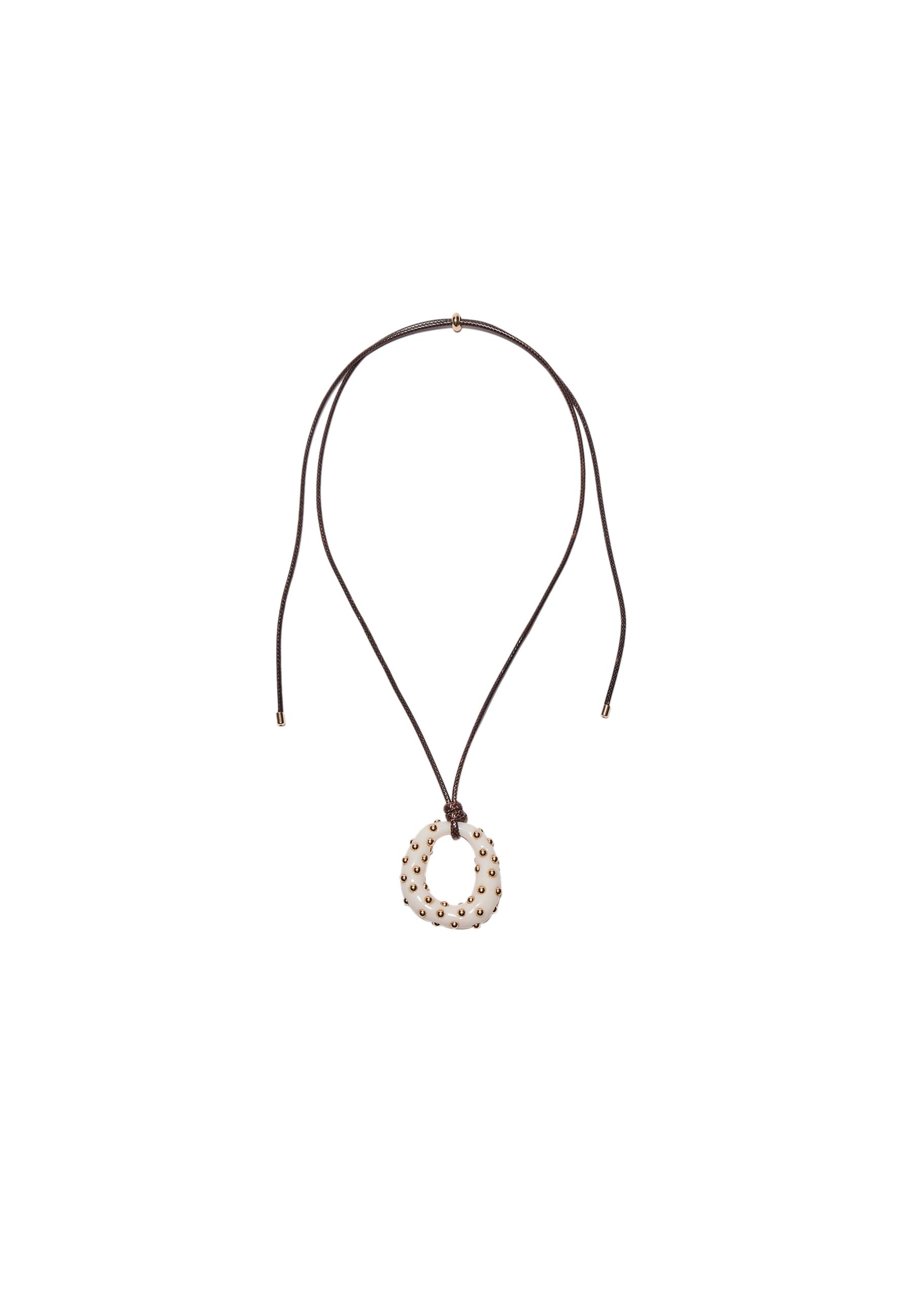Cord necklace with charm — Ecru