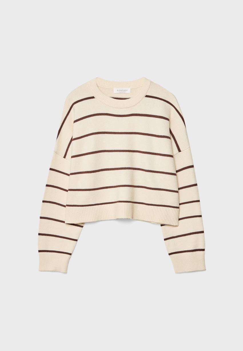 Pull maille court rayé - Pulls et gilets femme | Stradivarius France