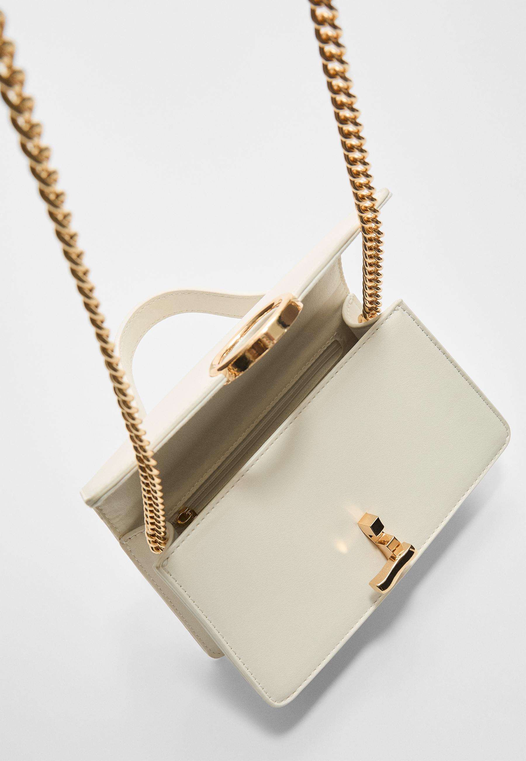 Round-clasp shoulder bag — White