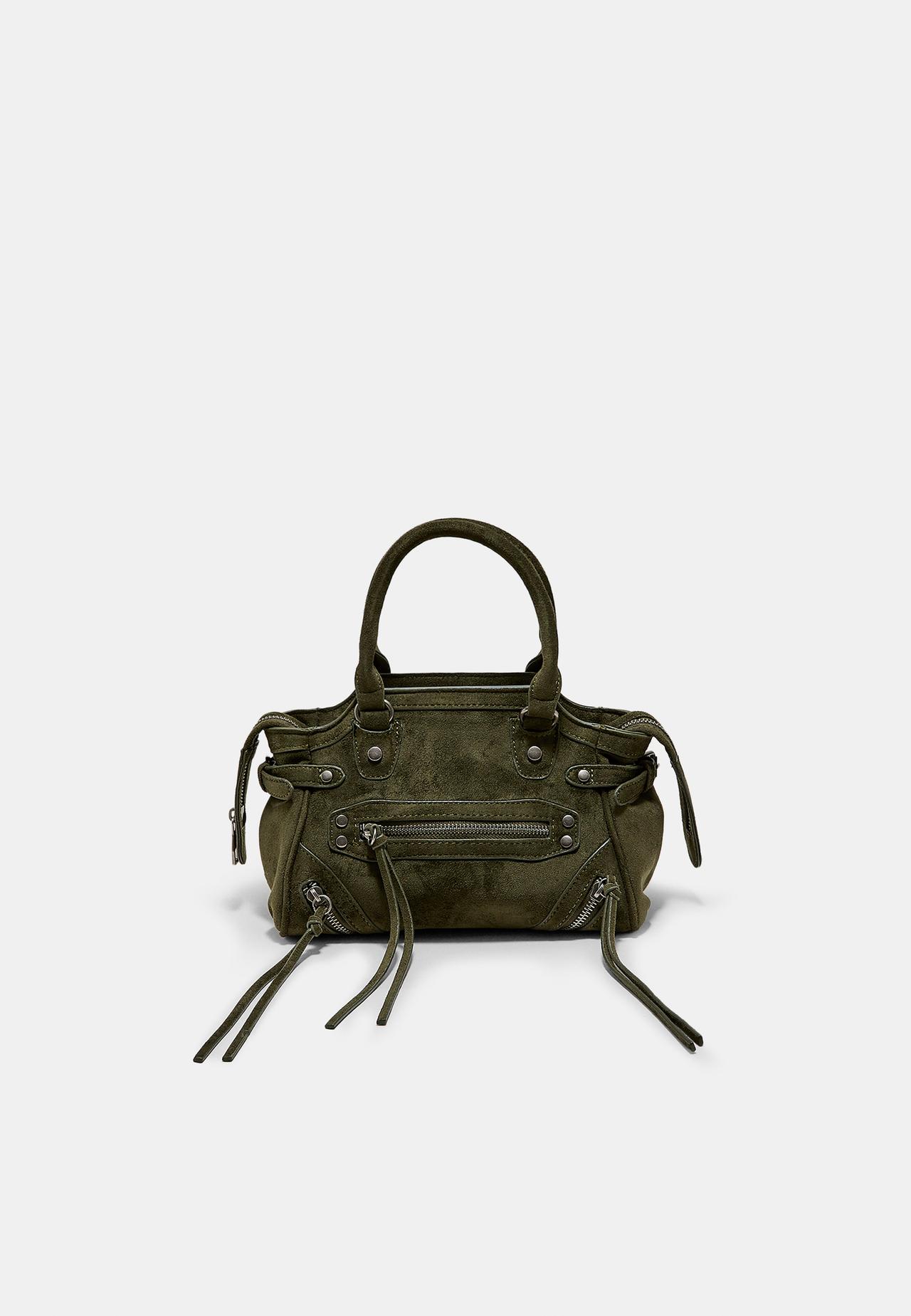 City bag with studs and zip pulls — Khaki
