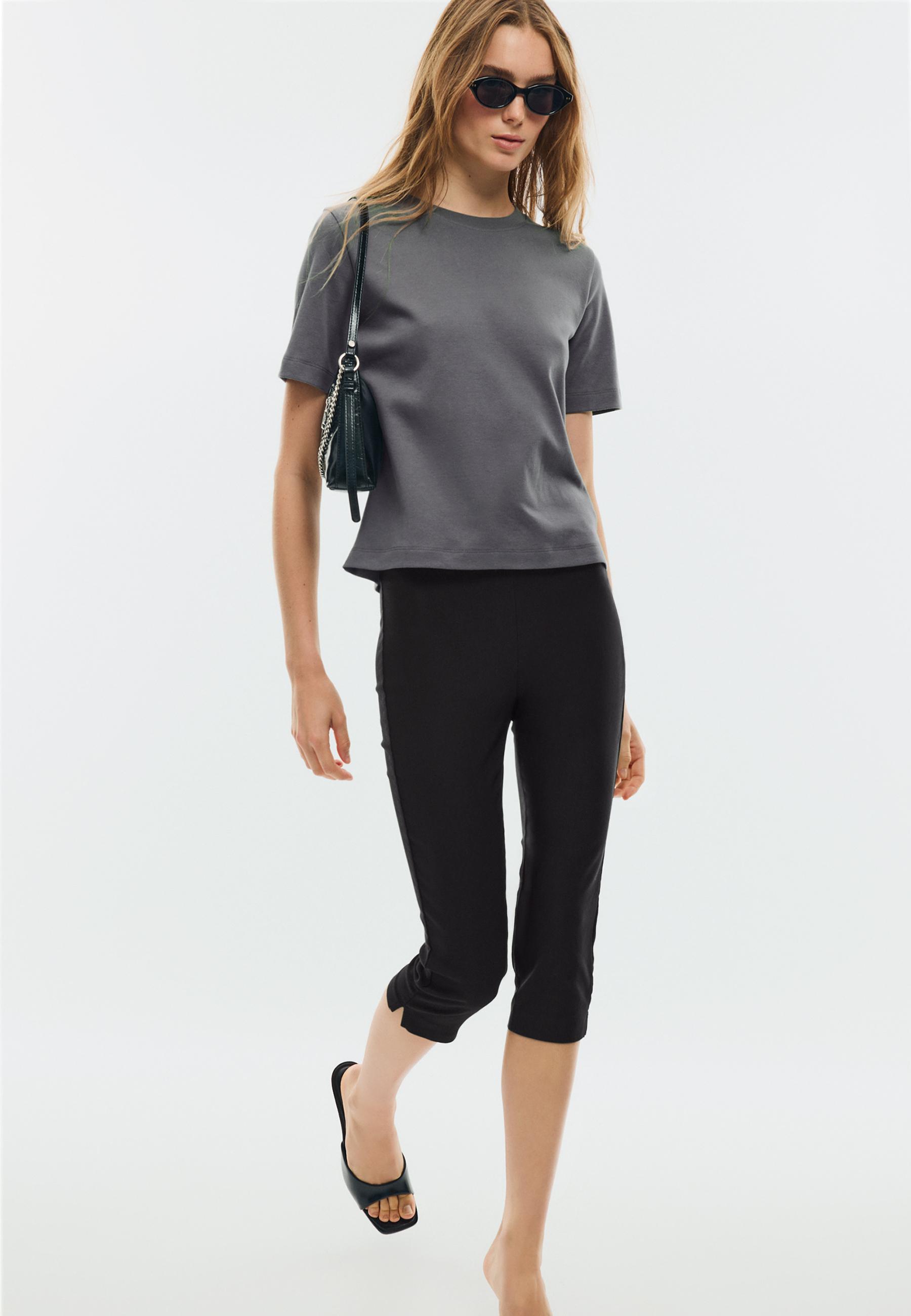 Stradivarius B01 Βασική Μπλούζα Regular Fit Heavy Weight Ανθρακί S
