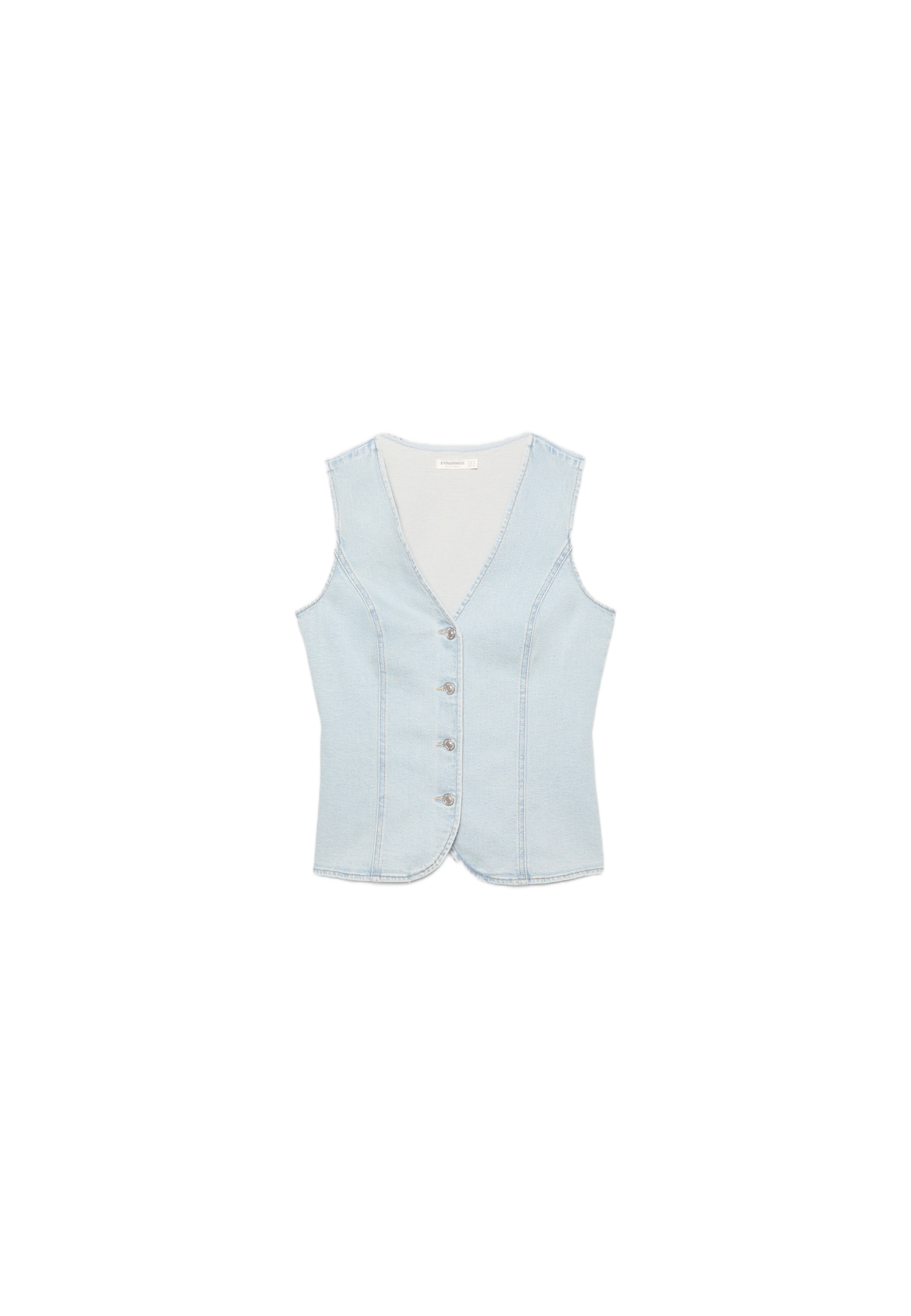 Fitted denim top — MEDIUM BLUE DENIM