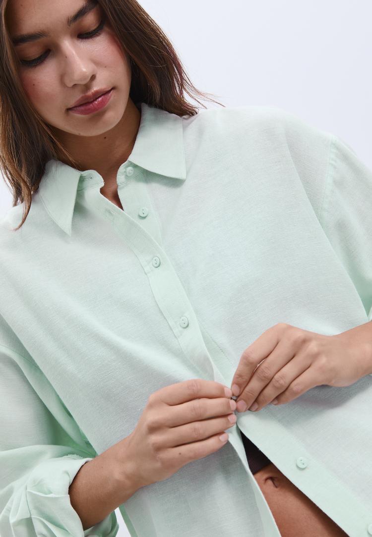 camicia fluida con lino