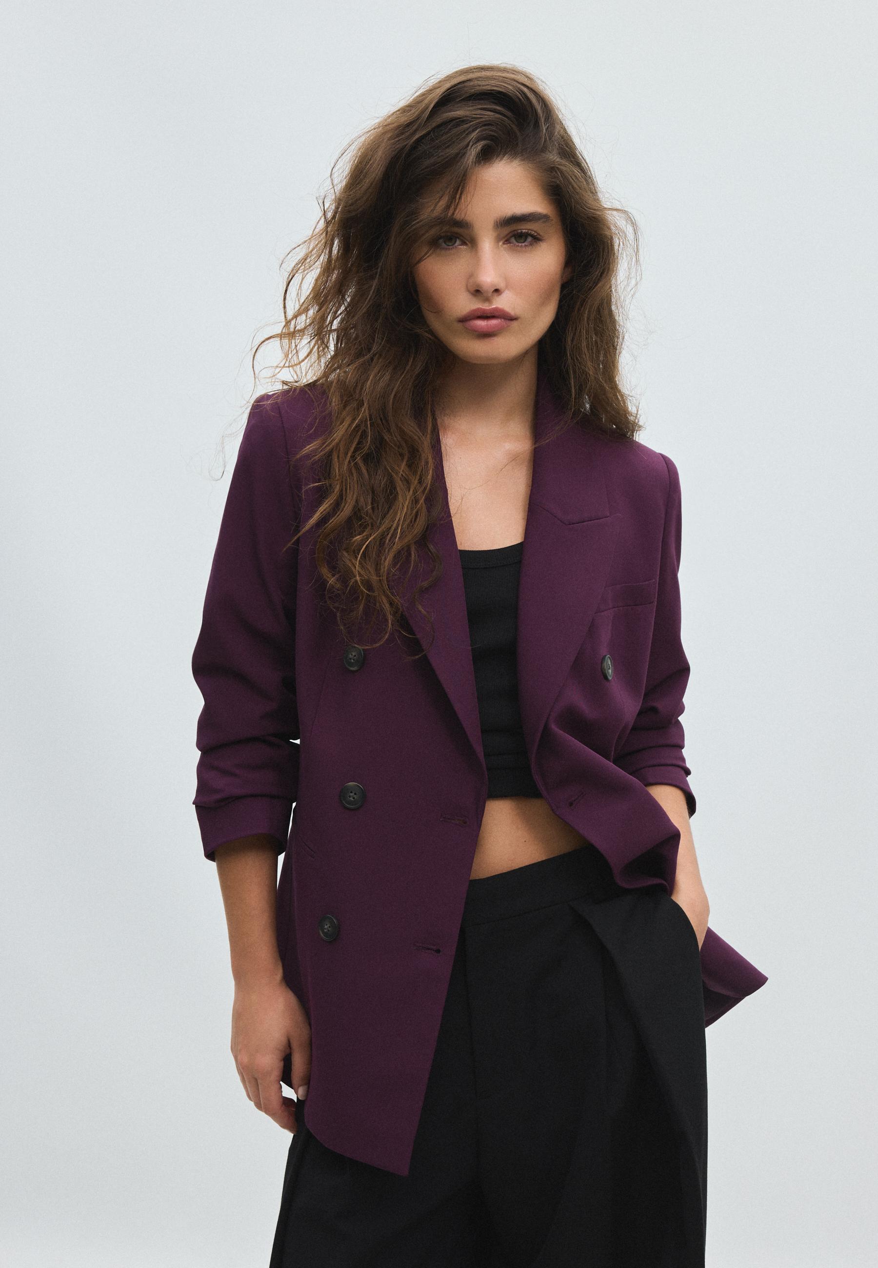 Stradivarius Düğmeli vücuda oturan blazer görsel 8