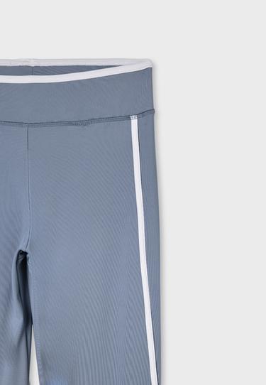 Side stripe capris leggings — Sky blue 8