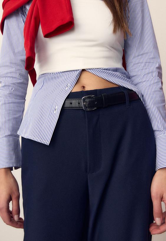 pantalon fluido recto vestir cinturon