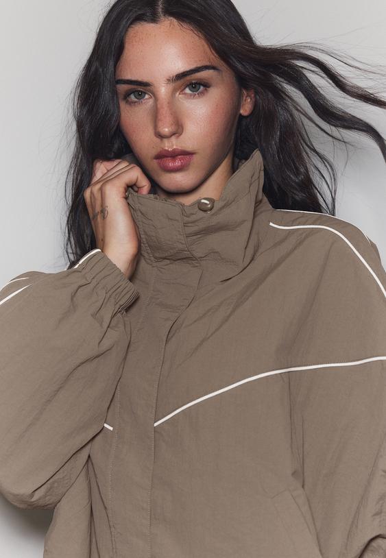 Stradivarius Blouson Technique Marron Xs