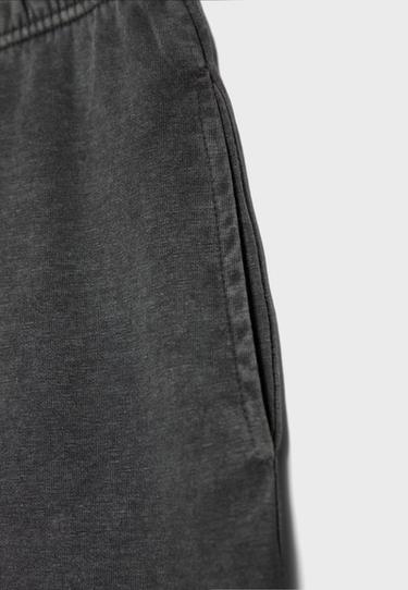 Acid wash fleece Bermuda shorts — Dark grey 10