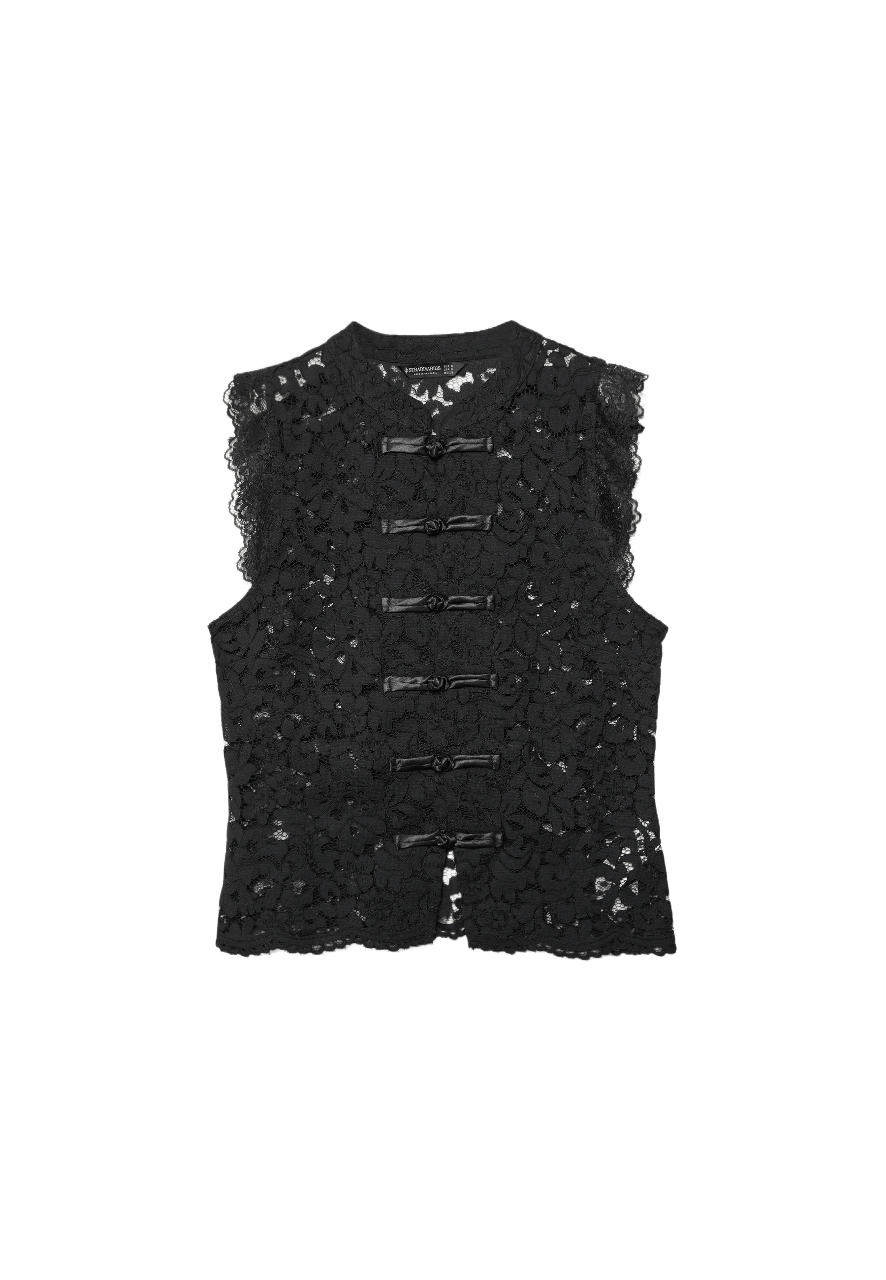 Lace toggle top — Black