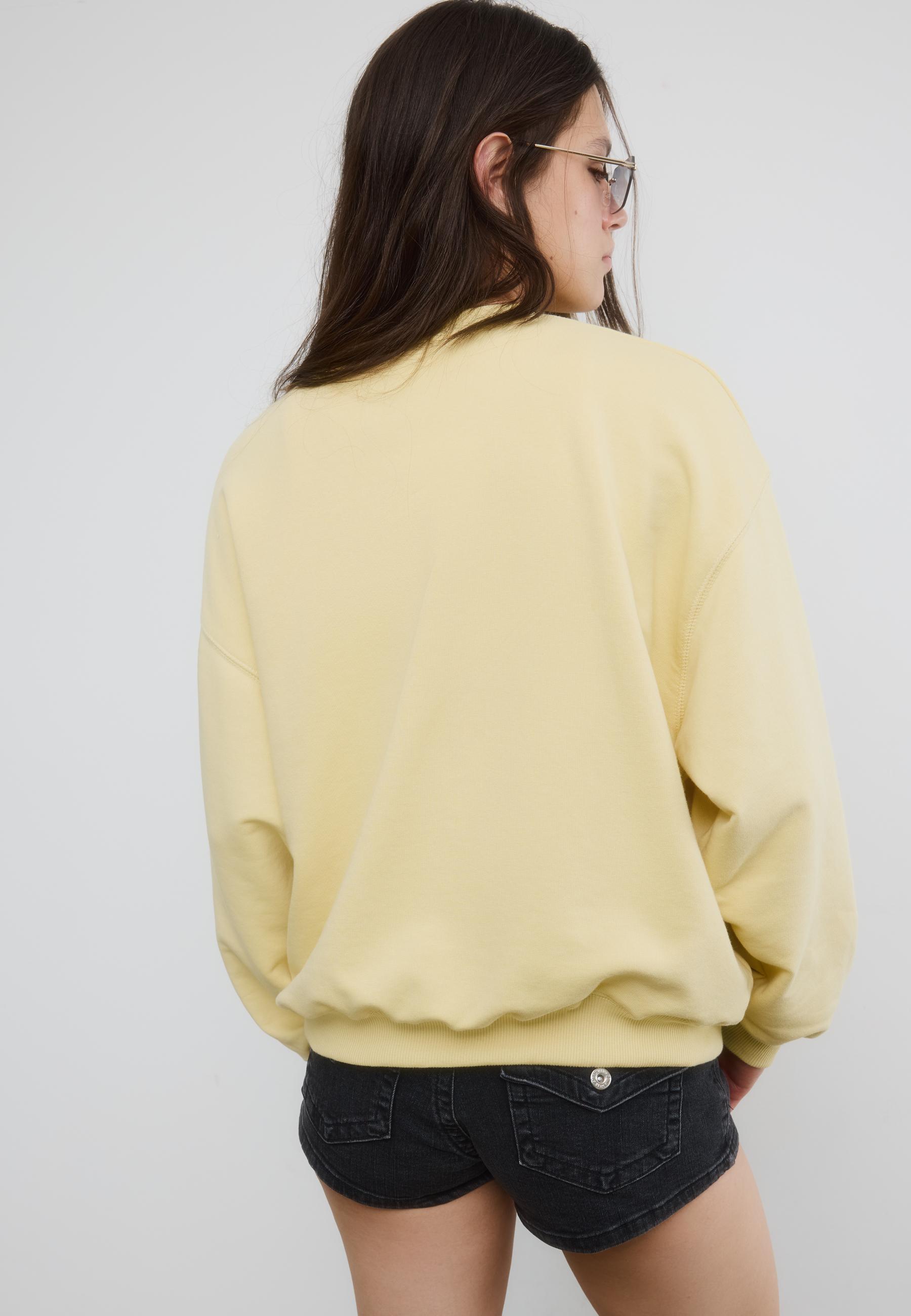 Long sleeve round neck text sweatshirt — Pastel yellow