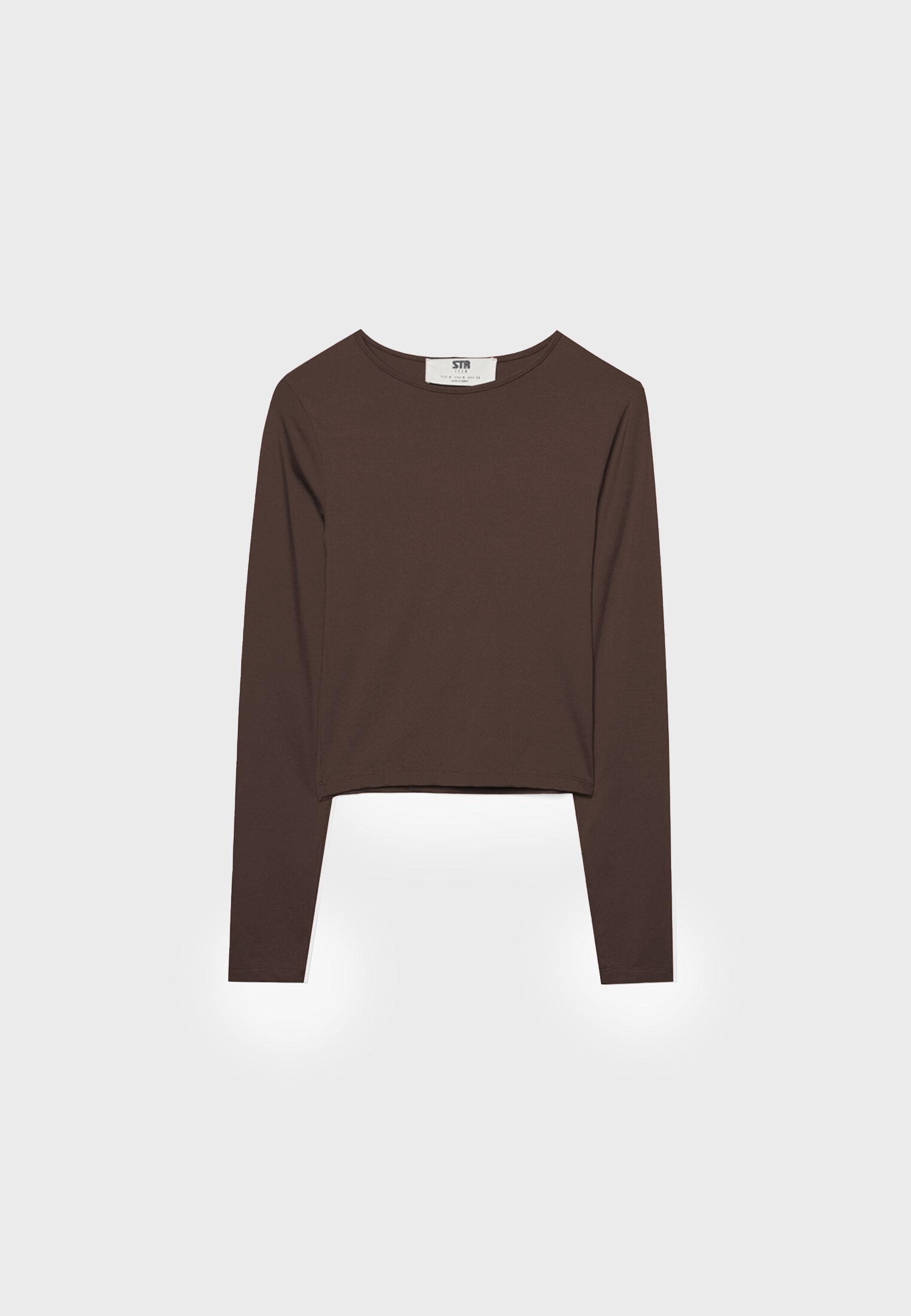 Long sleeve polyamide T-shirt — Brown