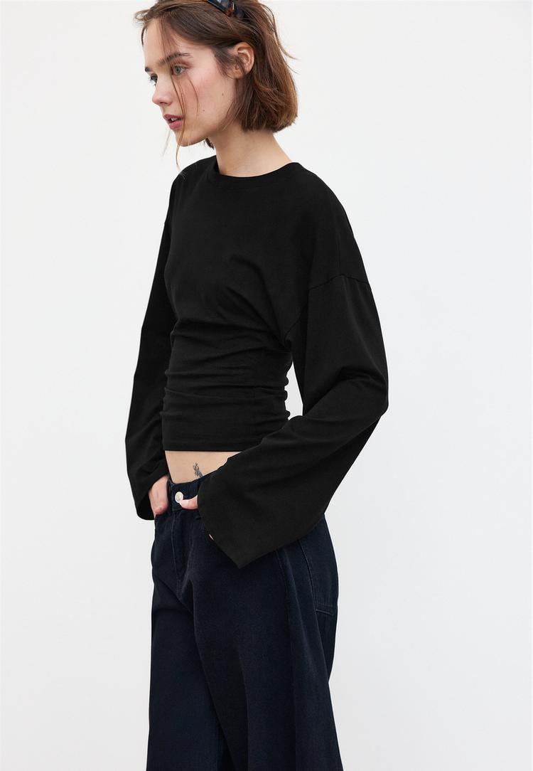 B11 Japanese long sleeve fitted waist T-shirt — Black