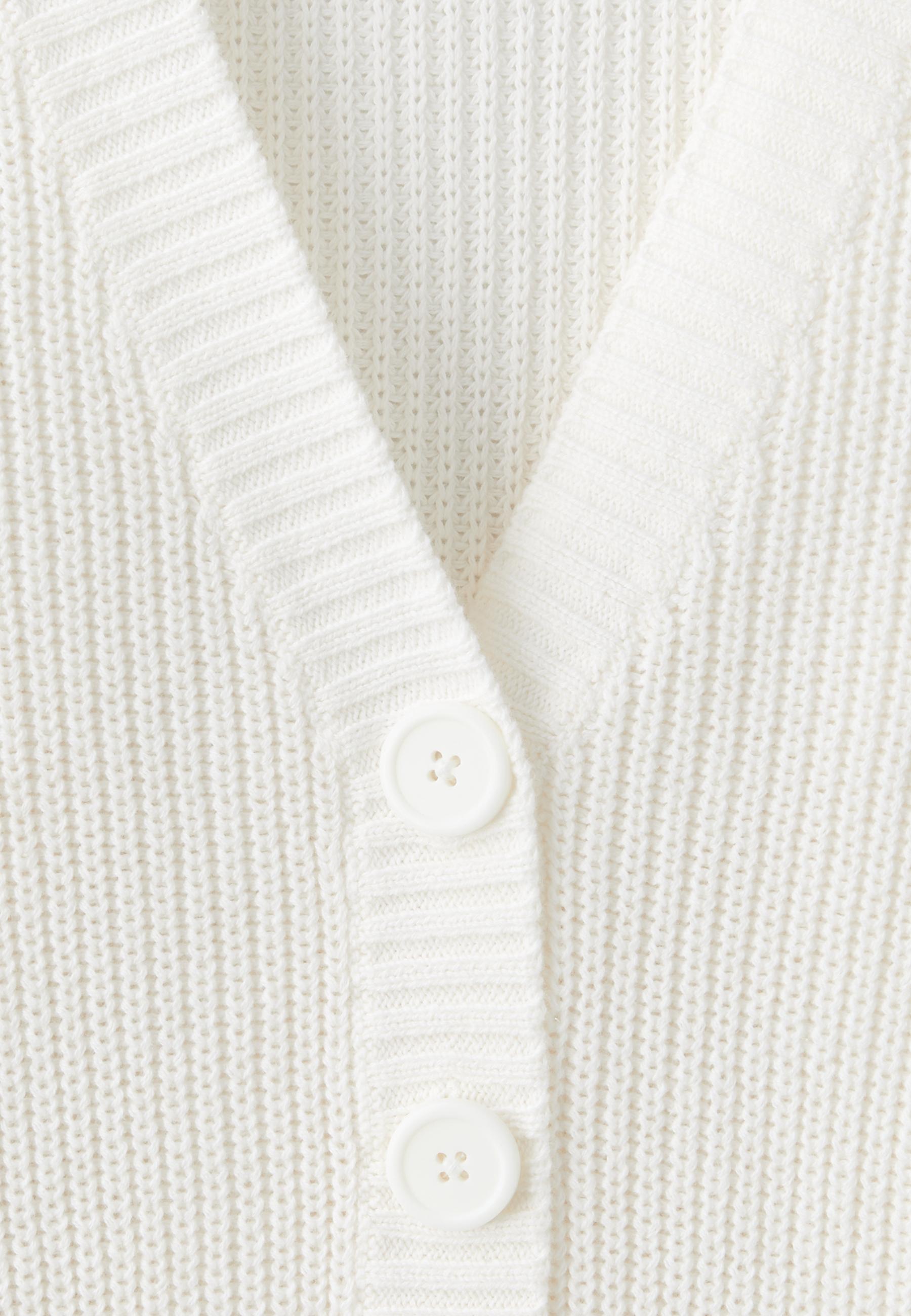 V-neck knit cardigan — Ecru