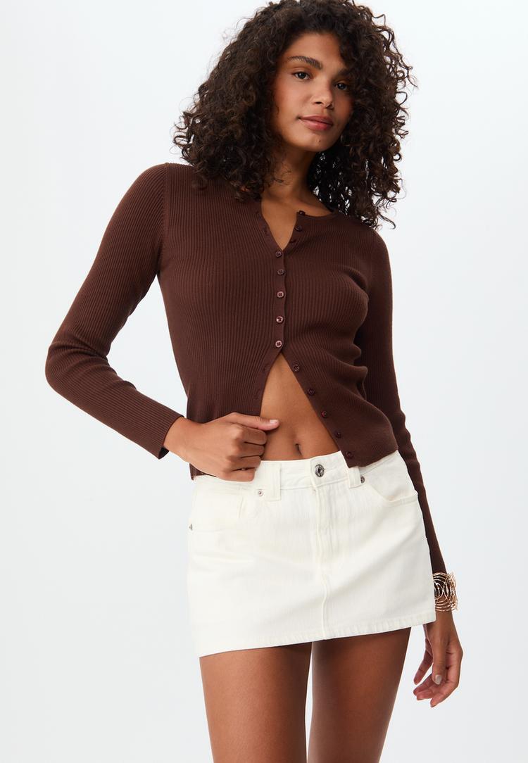ribbed knit cardigan with buttons
