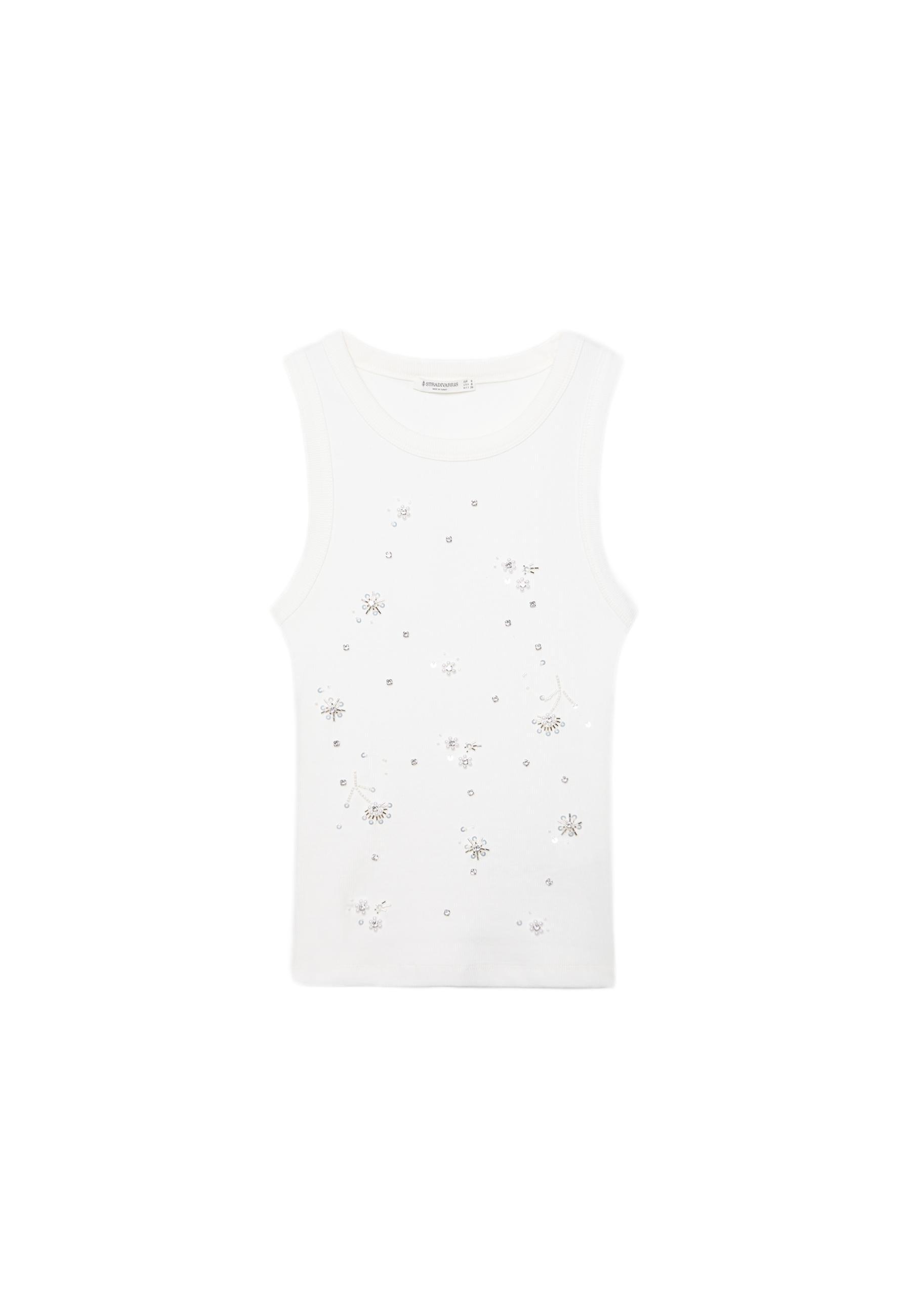 Jewelled racerback T-shirt — White