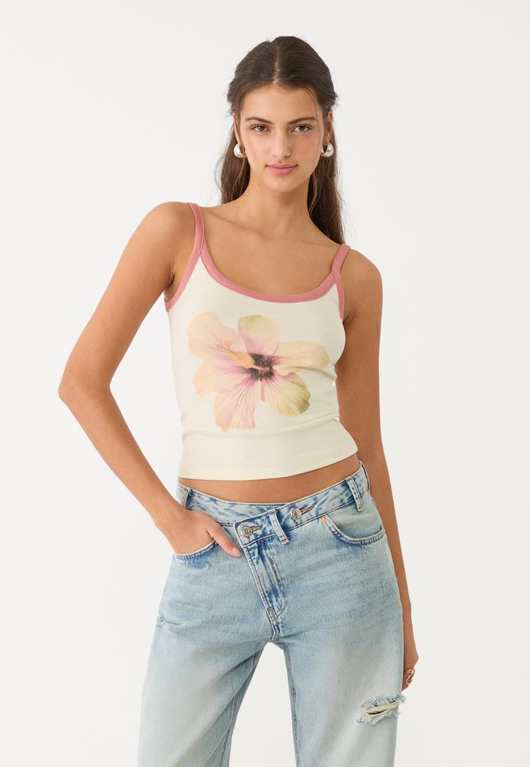camiseta tirantes hibiscos
