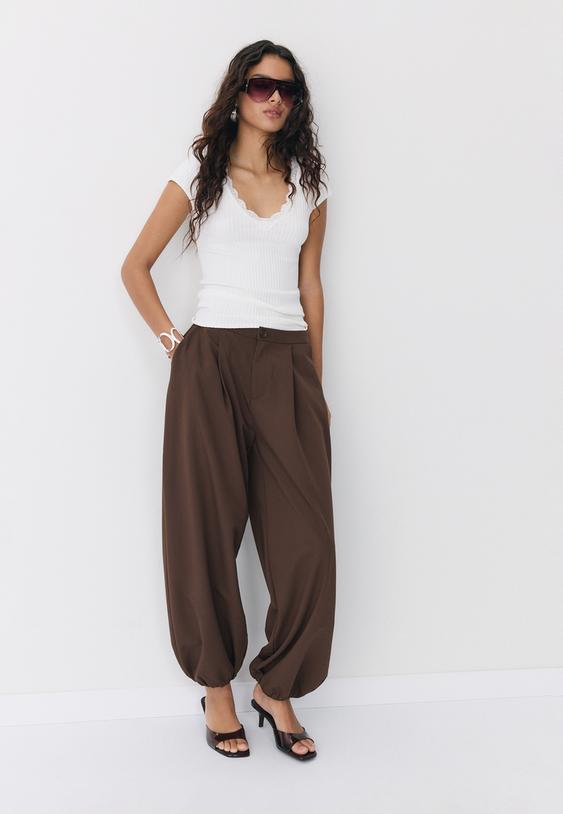 Stradivarius Short Sleeve V-Neck Lace T-Shirt Ecru Xl