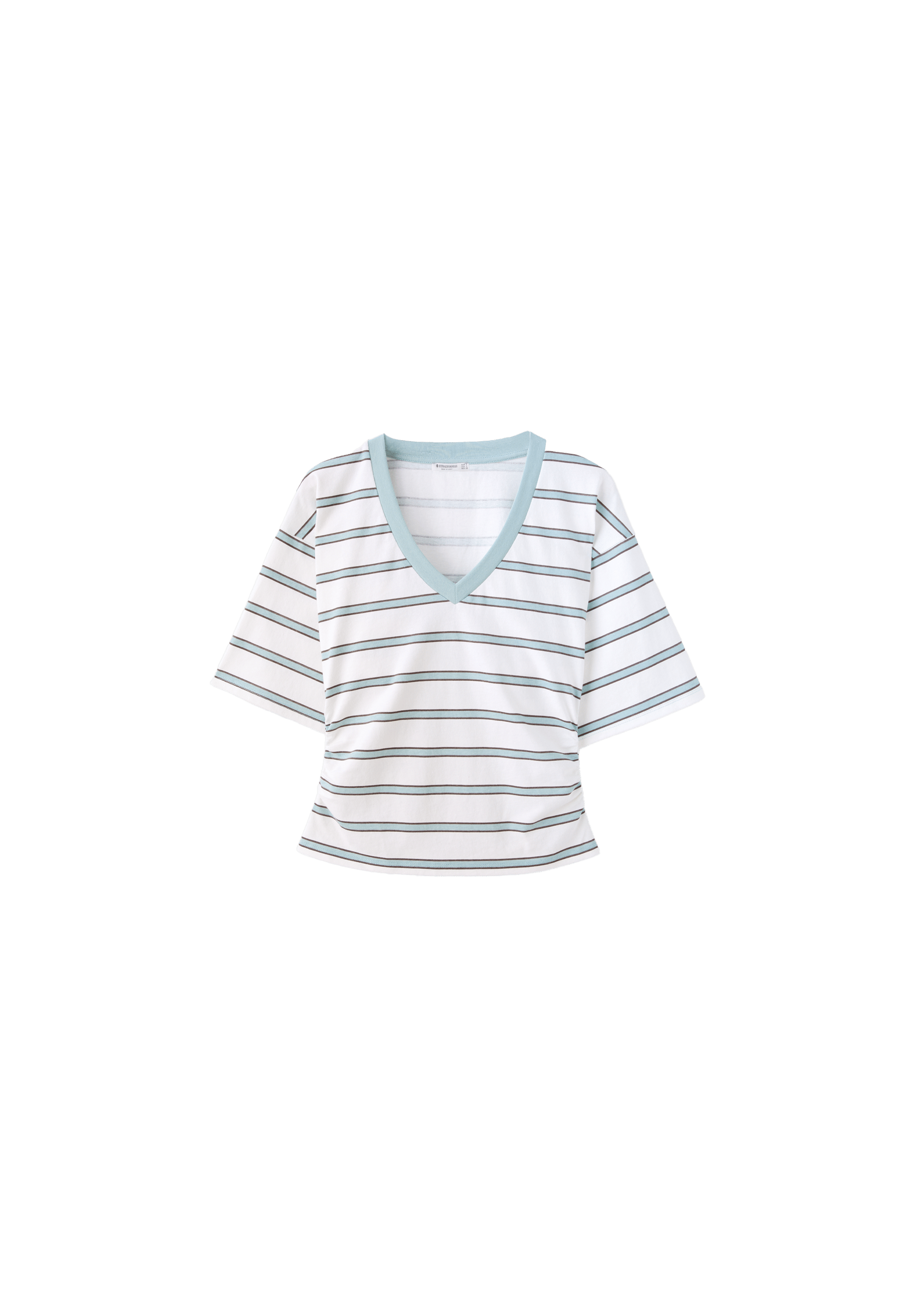 Striped V-neck kimono sleeve T-shirt — Pastel green