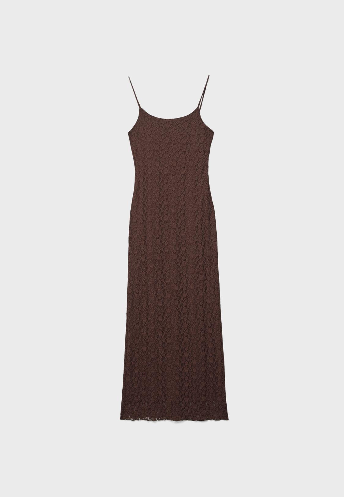 Blonde lace strappy midi dress - Women's fashion | Stradivarius United States Blonde lace strappy midi dress - Women's fashion | Stradivarius United States
